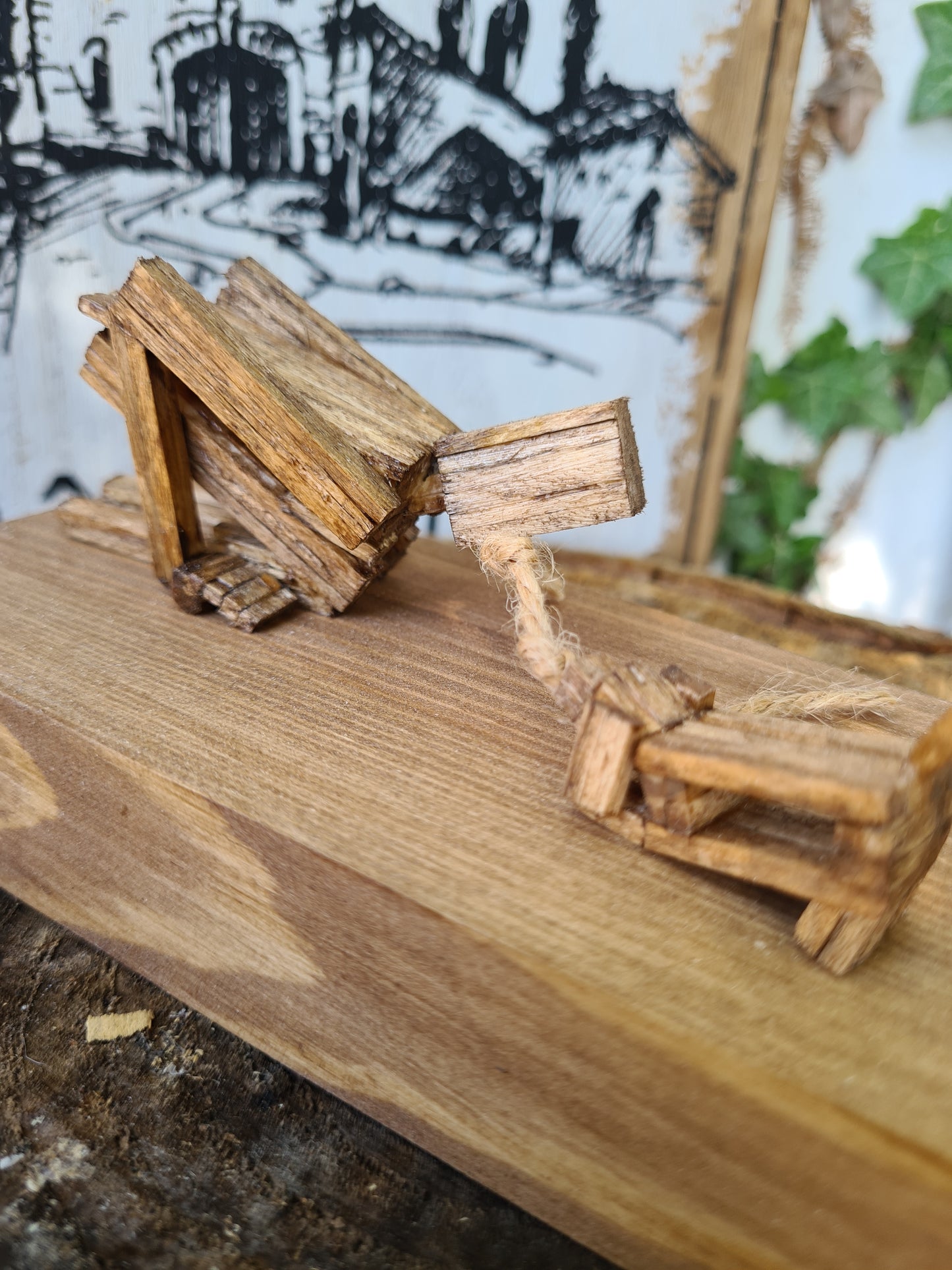 Tug Of War - Handcrafted Wooden Matchstick Figures - Gifts, Ornaments and Decor By Tiggidy Designs