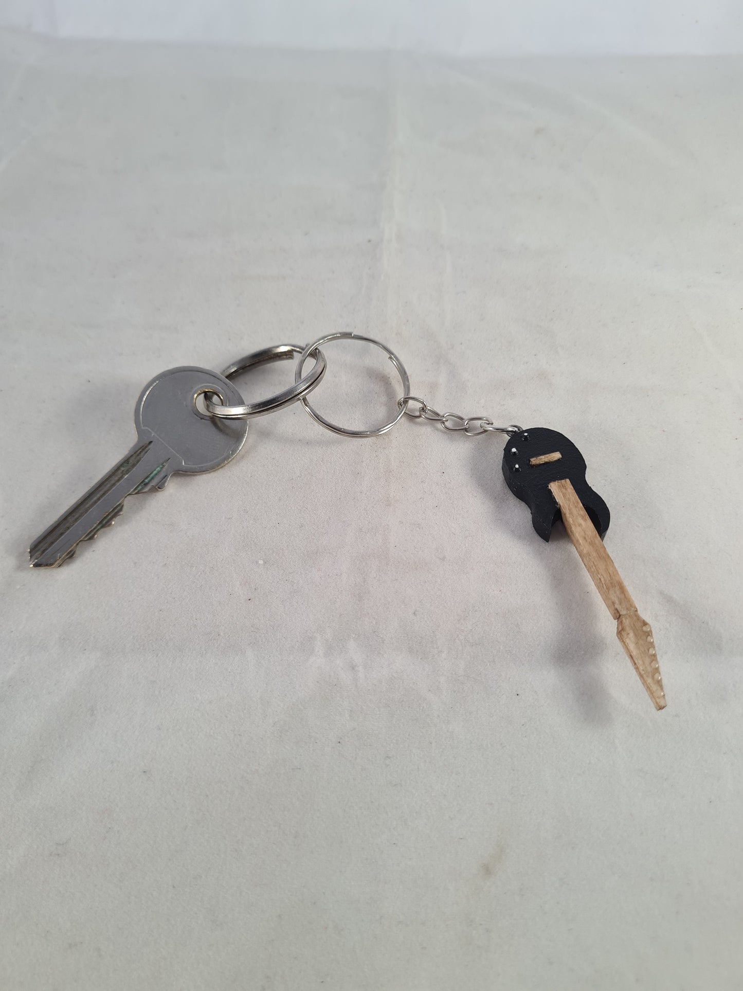 Black Electric Guitar Keyring/Keychain - Handcrafted Wooden Matchstick Figures - Gifts, Ornaments and Decor By Tiggidy Designs