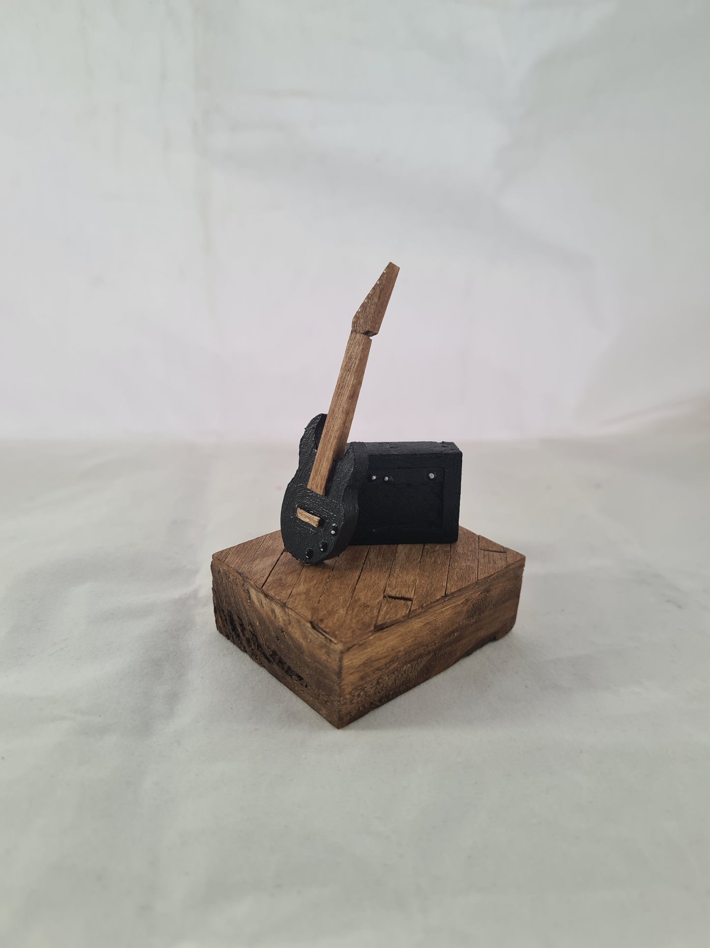 Palm Sized Rock and Roll - Black - Handcrafted Wooden Matchstick Figures - Gifts, Ornaments and Decor By Tiggidy Designs