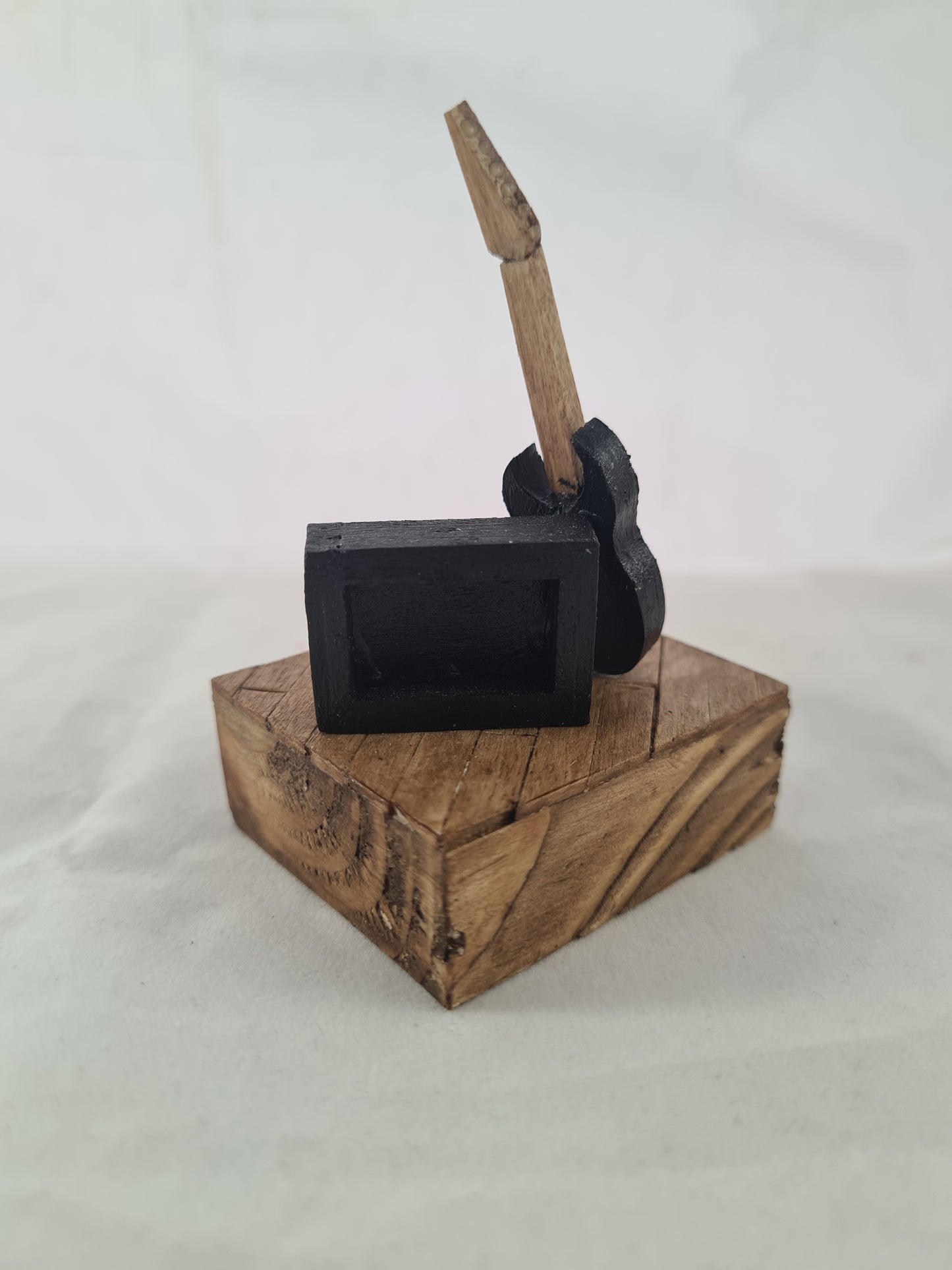 Palm Sized Rock and Roll - Black - Handcrafted Wooden Matchstick Figures - Gifts, Ornaments and Decor By Tiggidy Designs