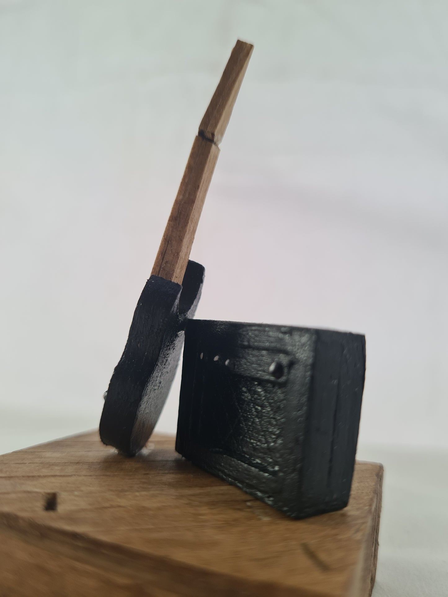 Palm Sized Rock and Roll - Black - Handcrafted Wooden Matchstick Figures - Gifts, Ornaments and Decor By Tiggidy Designs