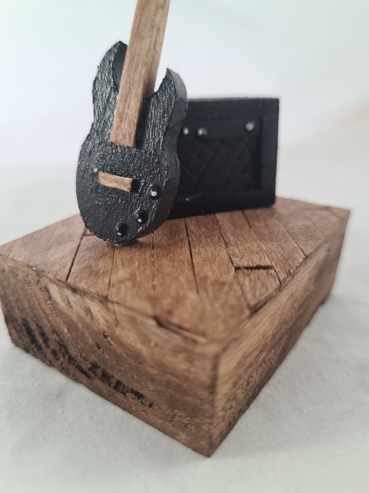 Palm Sized Rock and Roll - Black - Handcrafted Wooden Matchstick Figures - Gifts, Ornaments and Decor By Tiggidy Designs