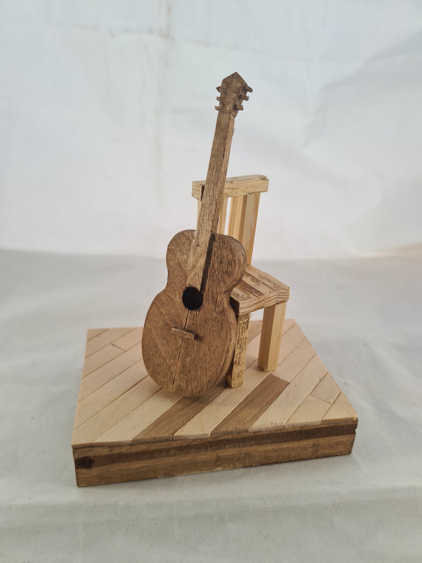 Seated Acoustic - Handcrafted Wooden Matchstick Figures - Gifts, Ornaments and Decor By Tiggidy Designs
