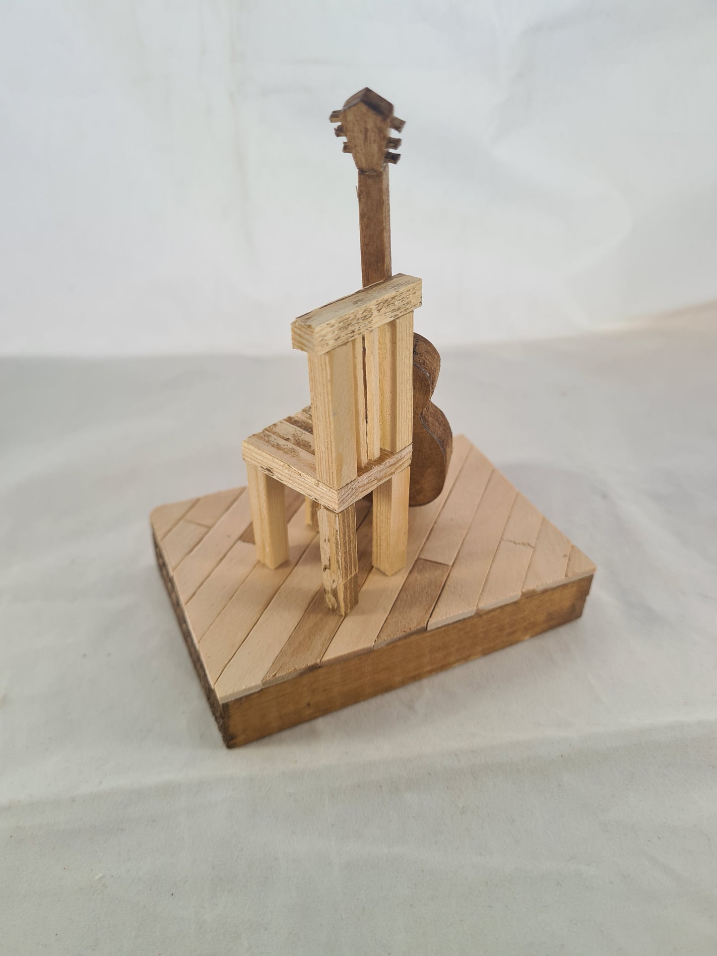 Seated Acoustic - Handcrafted Wooden Matchstick Figures - Gifts, Ornaments and Decor By Tiggidy Designs