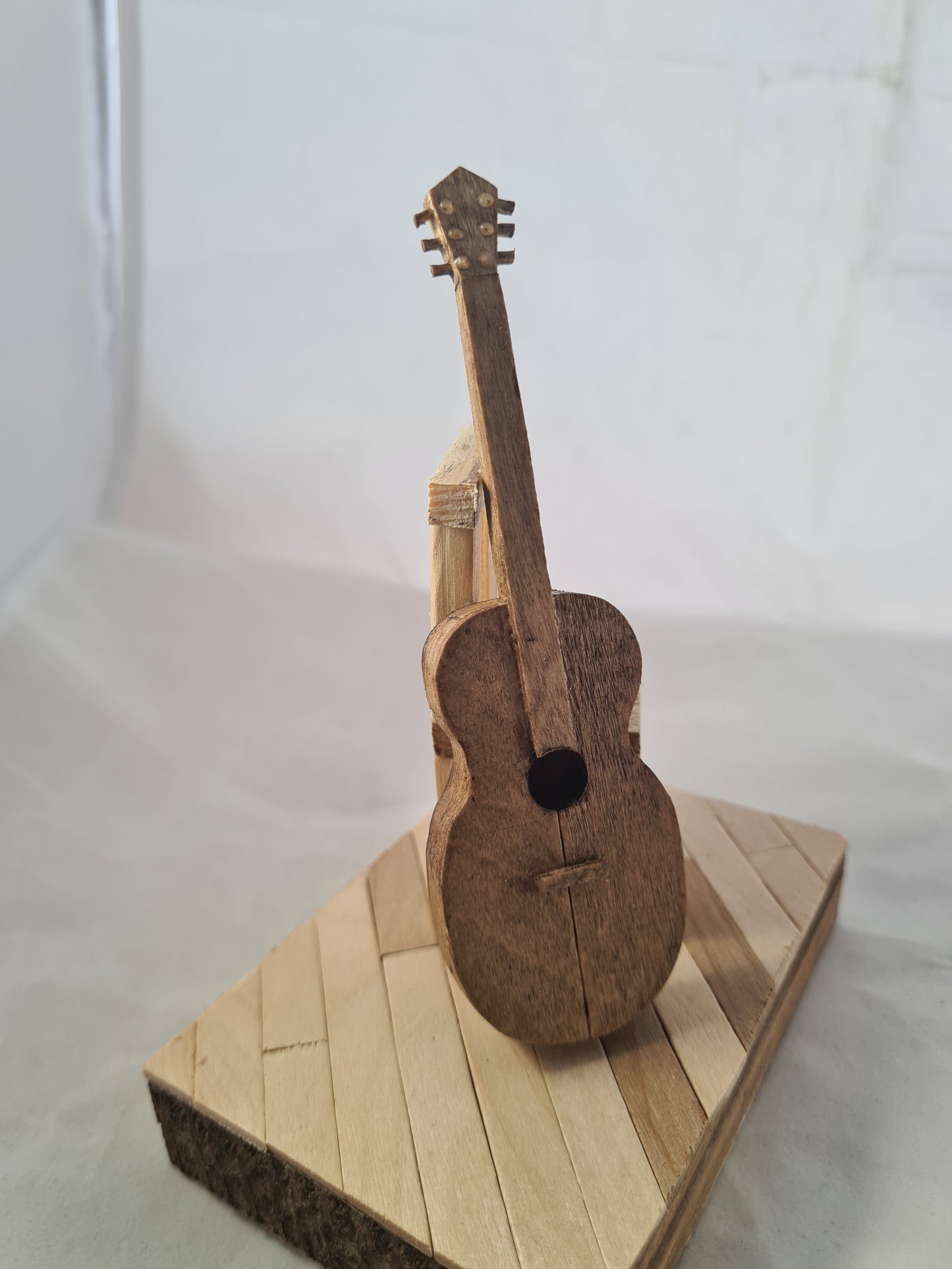 Seated Acoustic - Handcrafted Wooden Matchstick Figures - Gifts, Ornaments and Decor By Tiggidy Designs