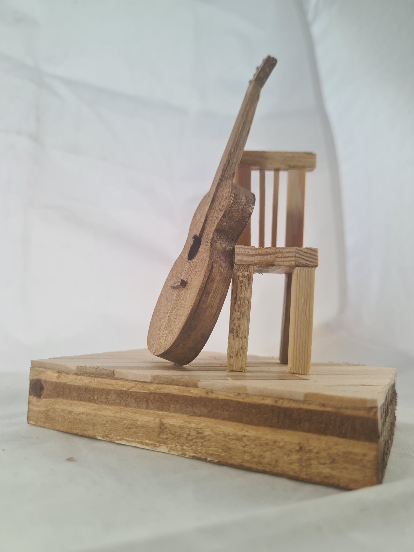 Seated Acoustic - Handcrafted Wooden Matchstick Figures - Gifts, Ornaments and Decor By Tiggidy Designs