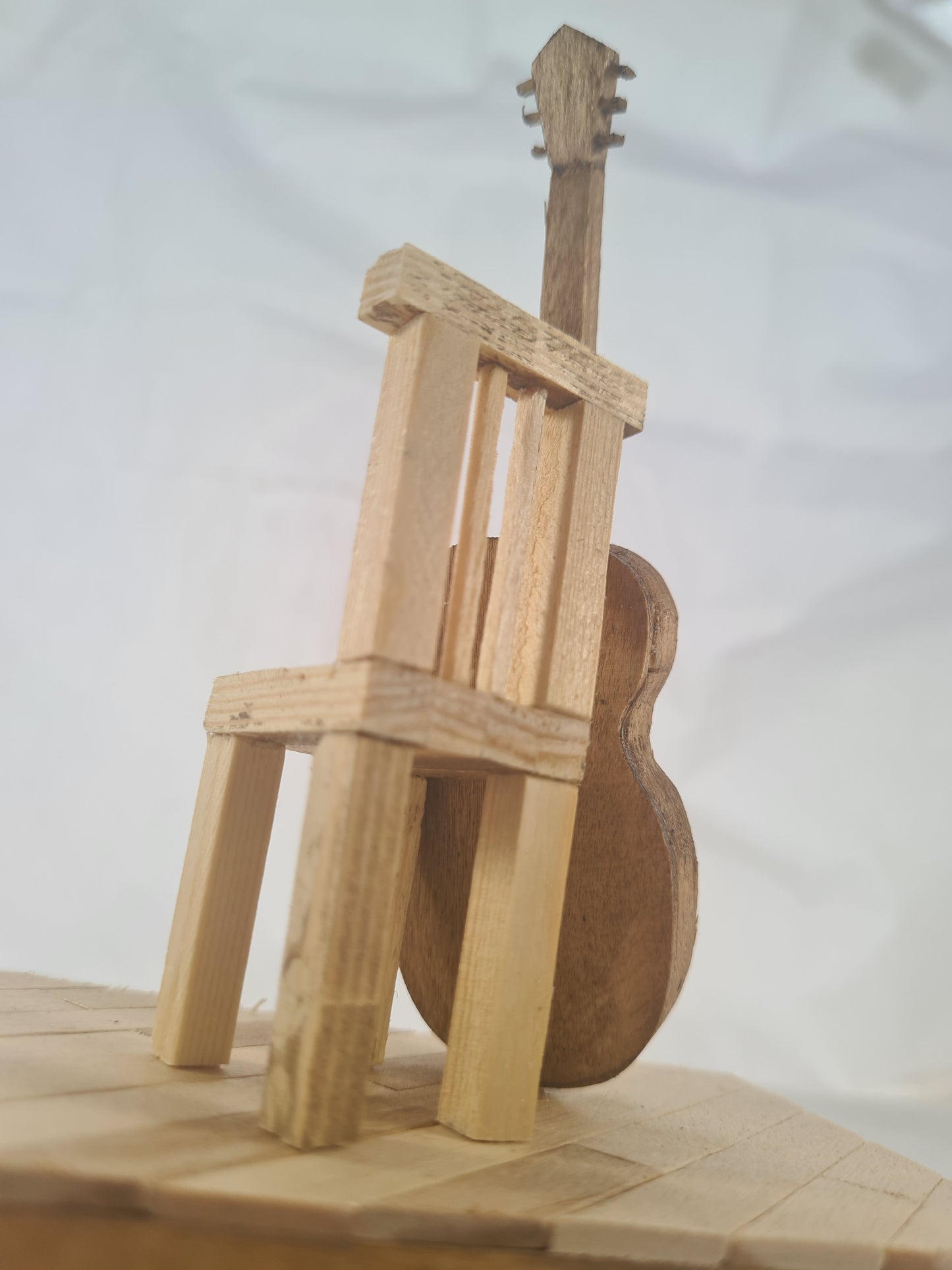 Seated Acoustic - Handcrafted Wooden Matchstick Figures - Gifts, Ornaments and Decor By Tiggidy Designs