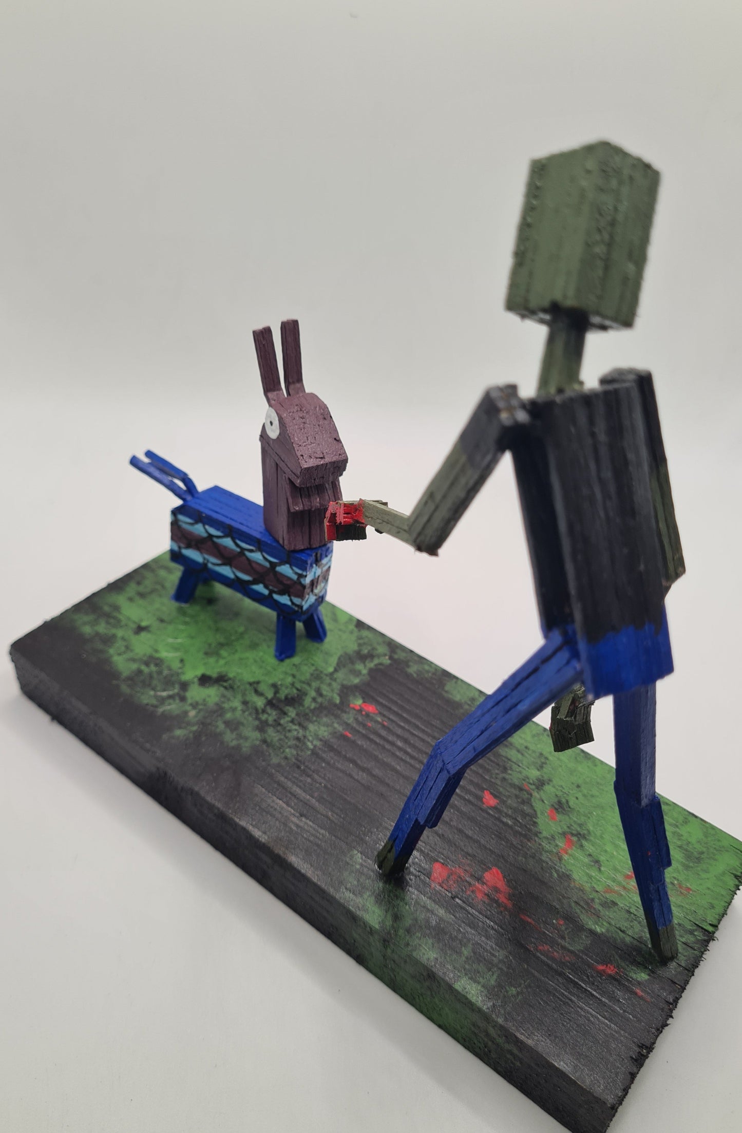 Zombie Vs Loot Llama Two - Handcrafted Wooden Matchstick Figures - Gifts, Ornaments and Decor By Tiggidy Designs