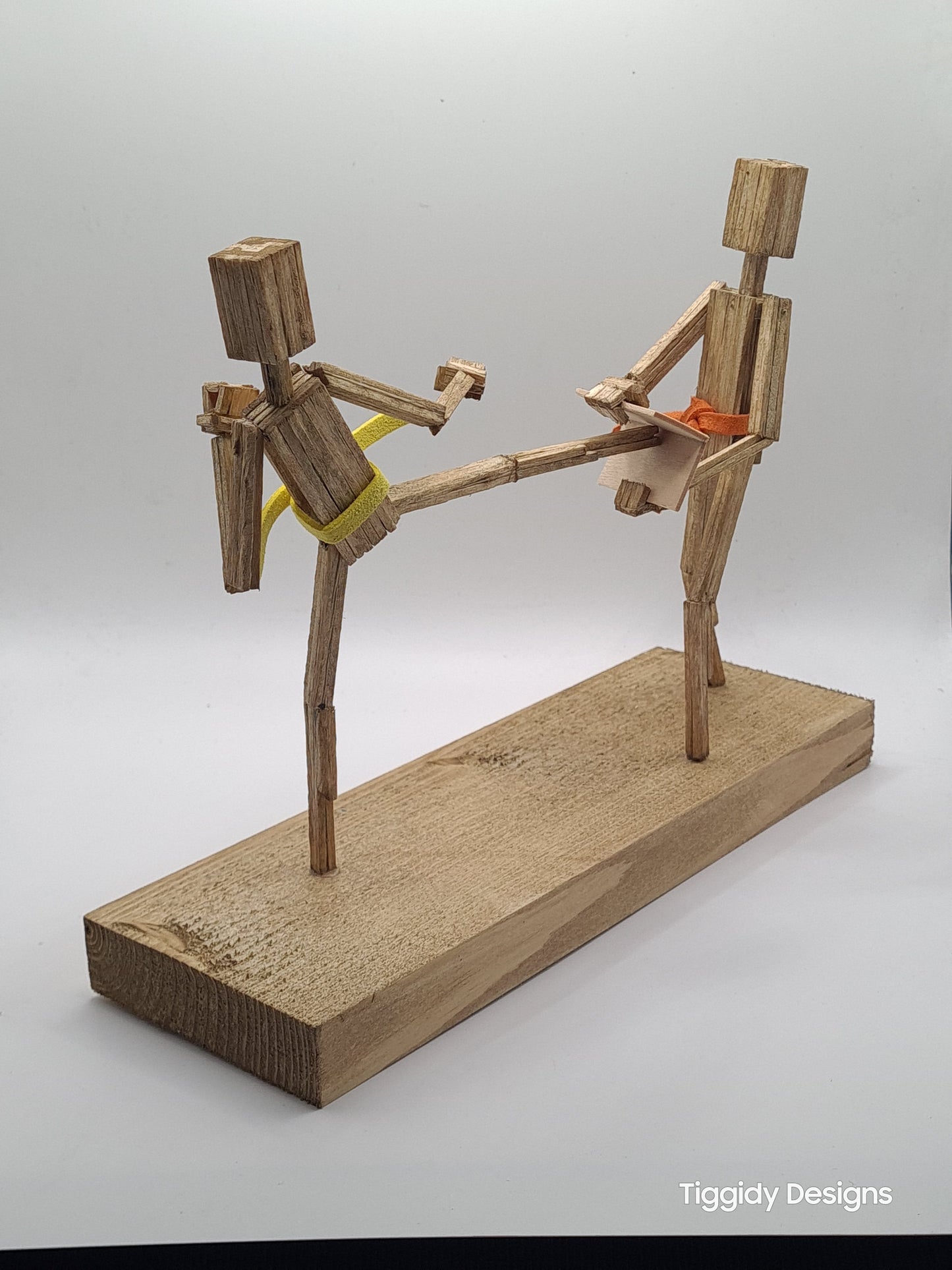 Breaking Board - The Kicker - Handcrafted Wooden Matchstick Figures - Gifts, Ornaments and Decor By Tiggidy Designs
