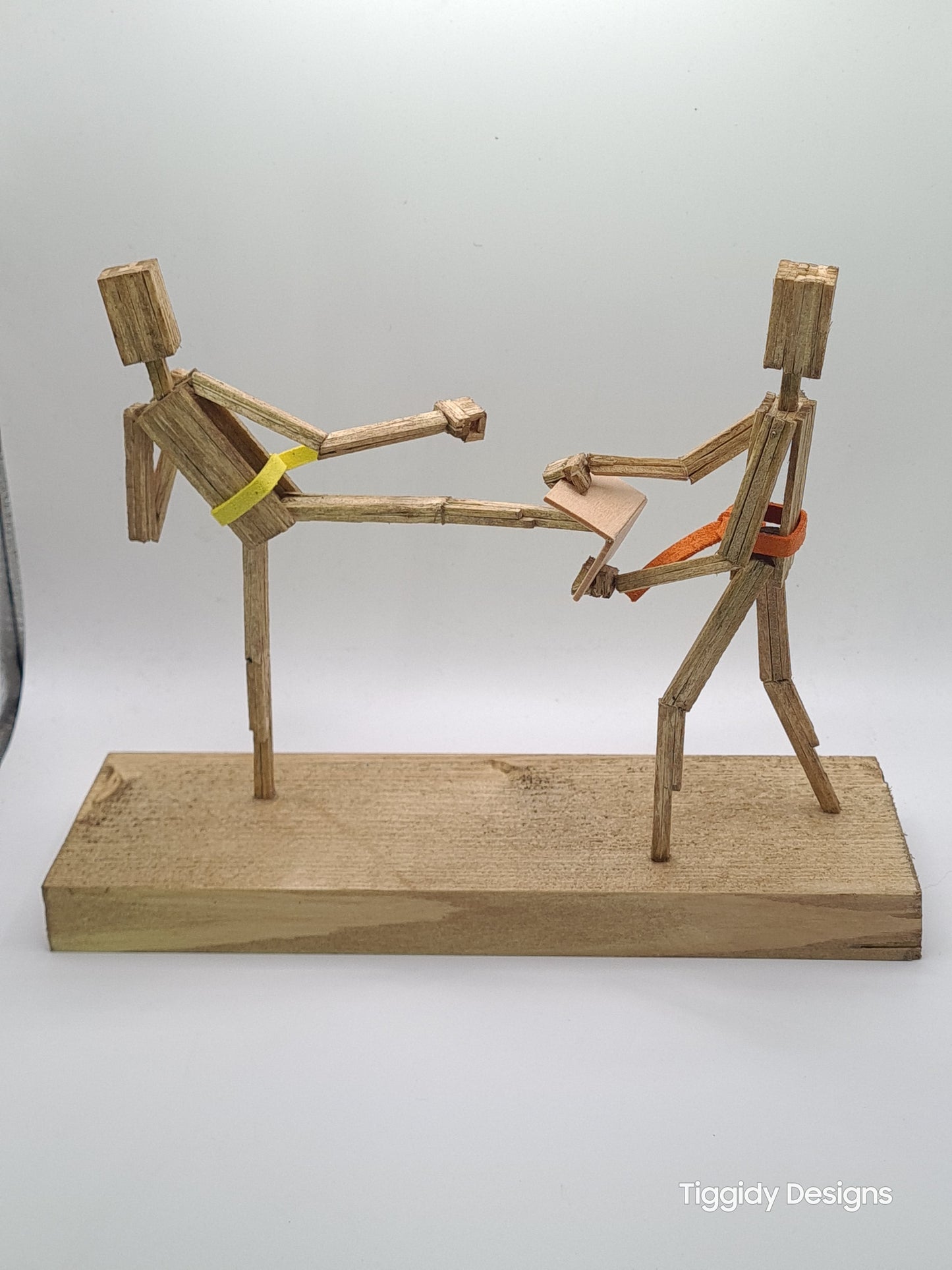 Breaking Board - The Kicker - Handcrafted Wooden Matchstick Figures - Gifts, Ornaments and Decor By Tiggidy Designs