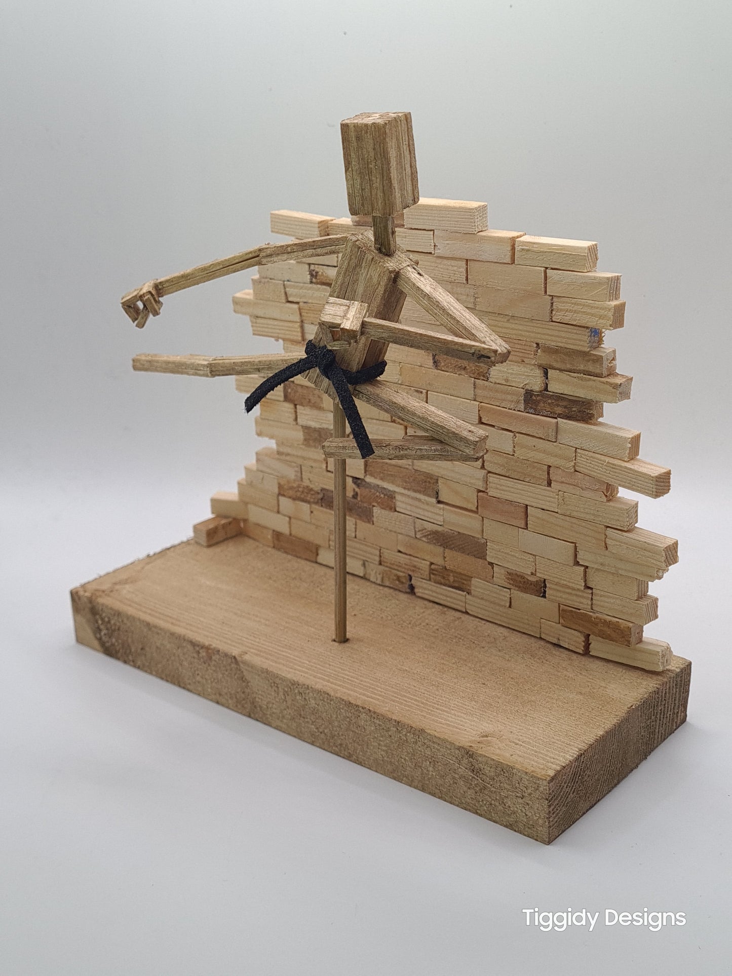 Flying Kick - Handcrafted Wooden Matchstick Figures - Gifts, Ornaments and Decor By Tiggidy Designs