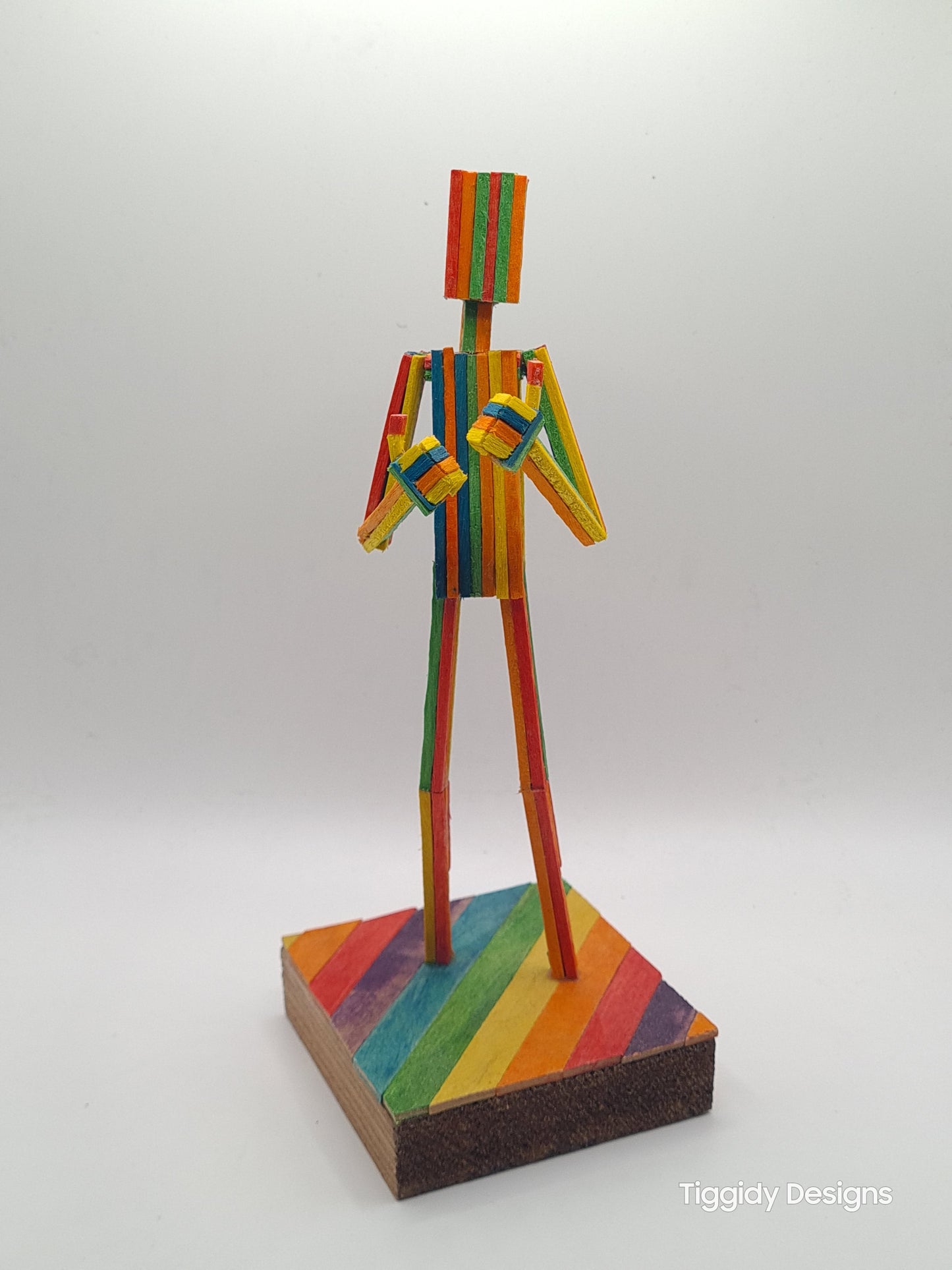 Rainbow Thumbs Up - Handcrafted Wooden Matchstick Figures - Gifts, Ornaments and Decor By Tiggidy Designs