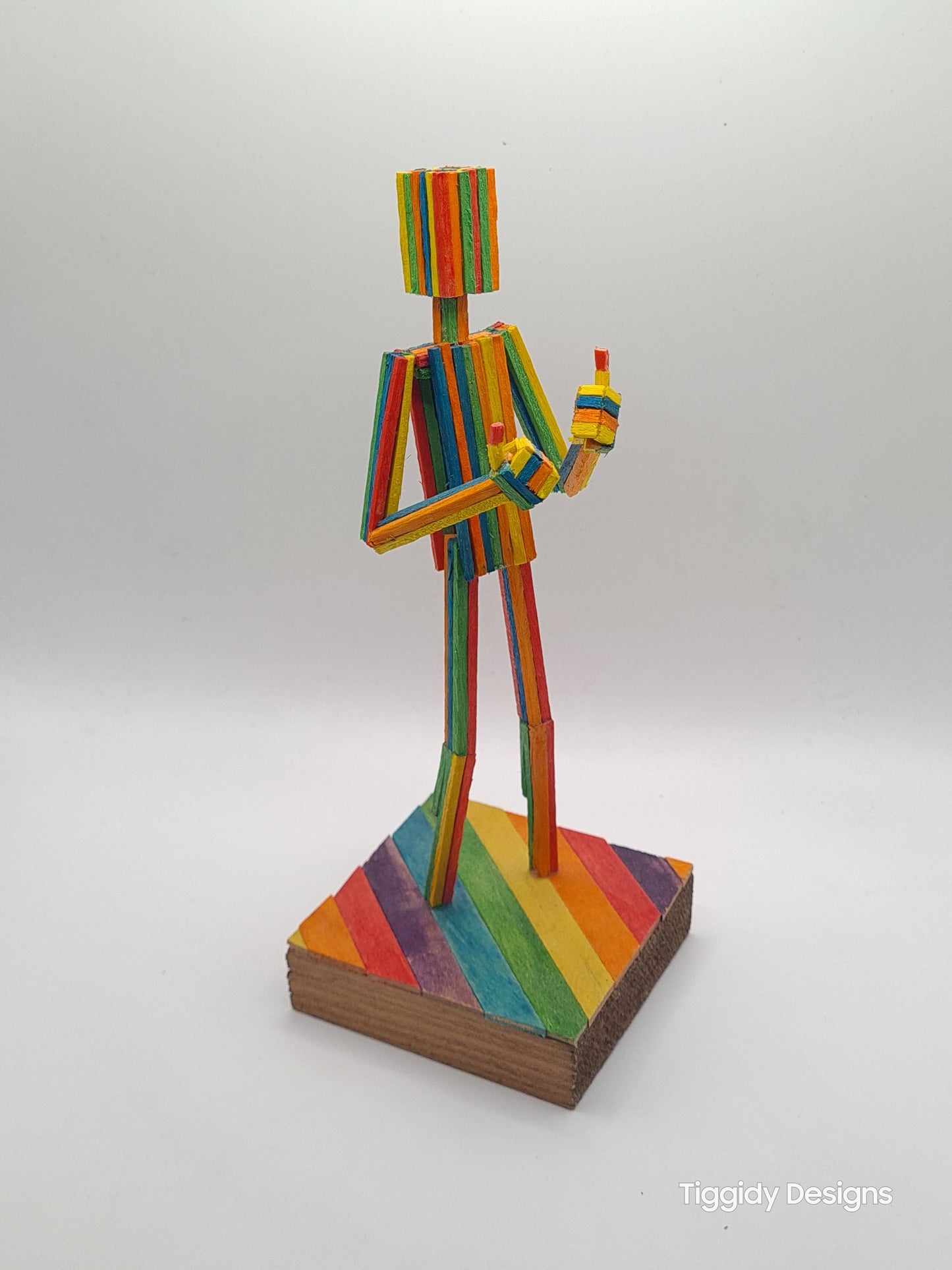Rainbow Thumbs Up - Handcrafted Wooden Matchstick Figures - Gifts, Ornaments and Decor By Tiggidy Designs