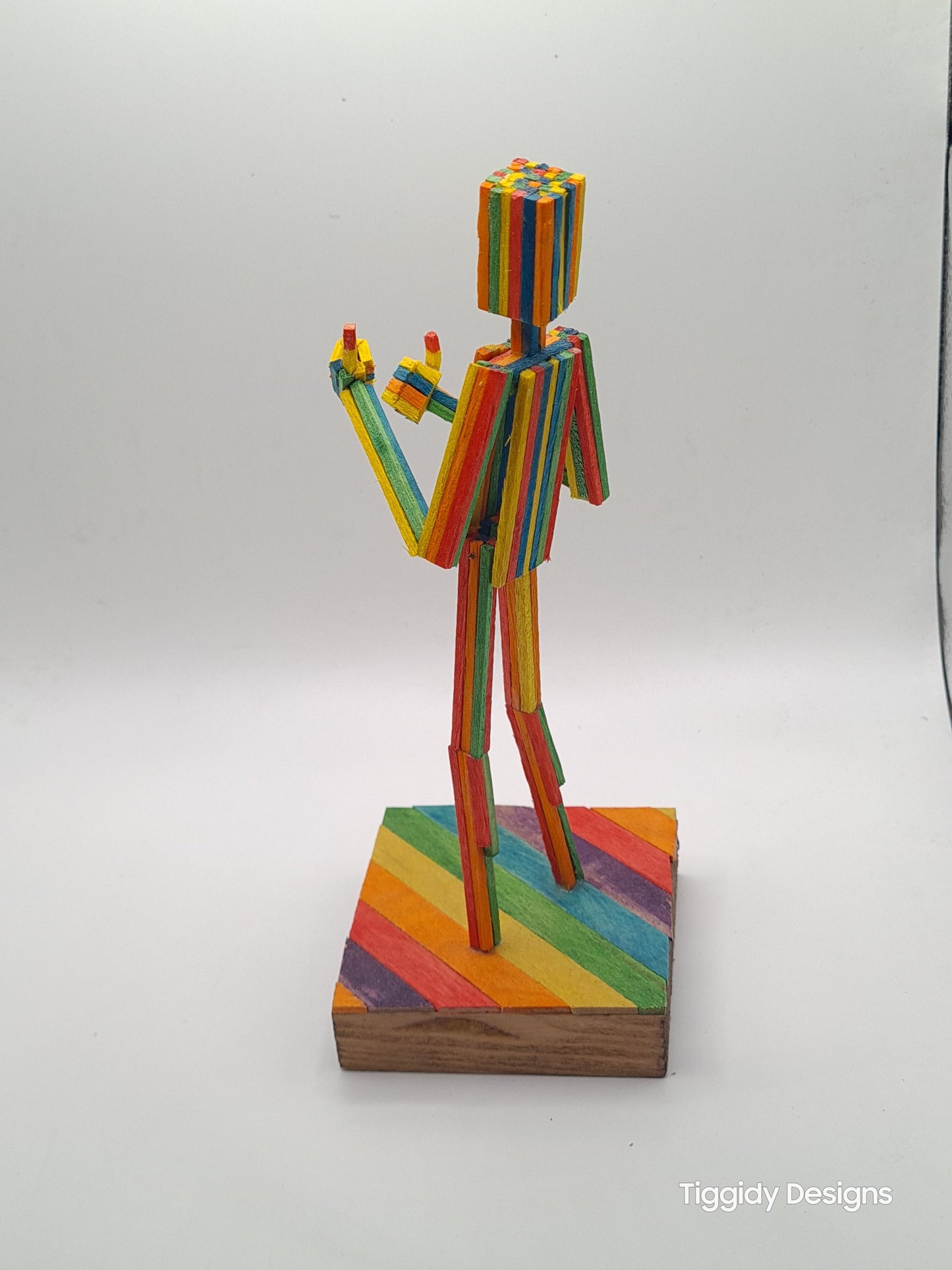 Rainbow Thumbs Up - Handcrafted Wooden Matchstick Figures - Gifts, Ornaments and Decor By Tiggidy Designs