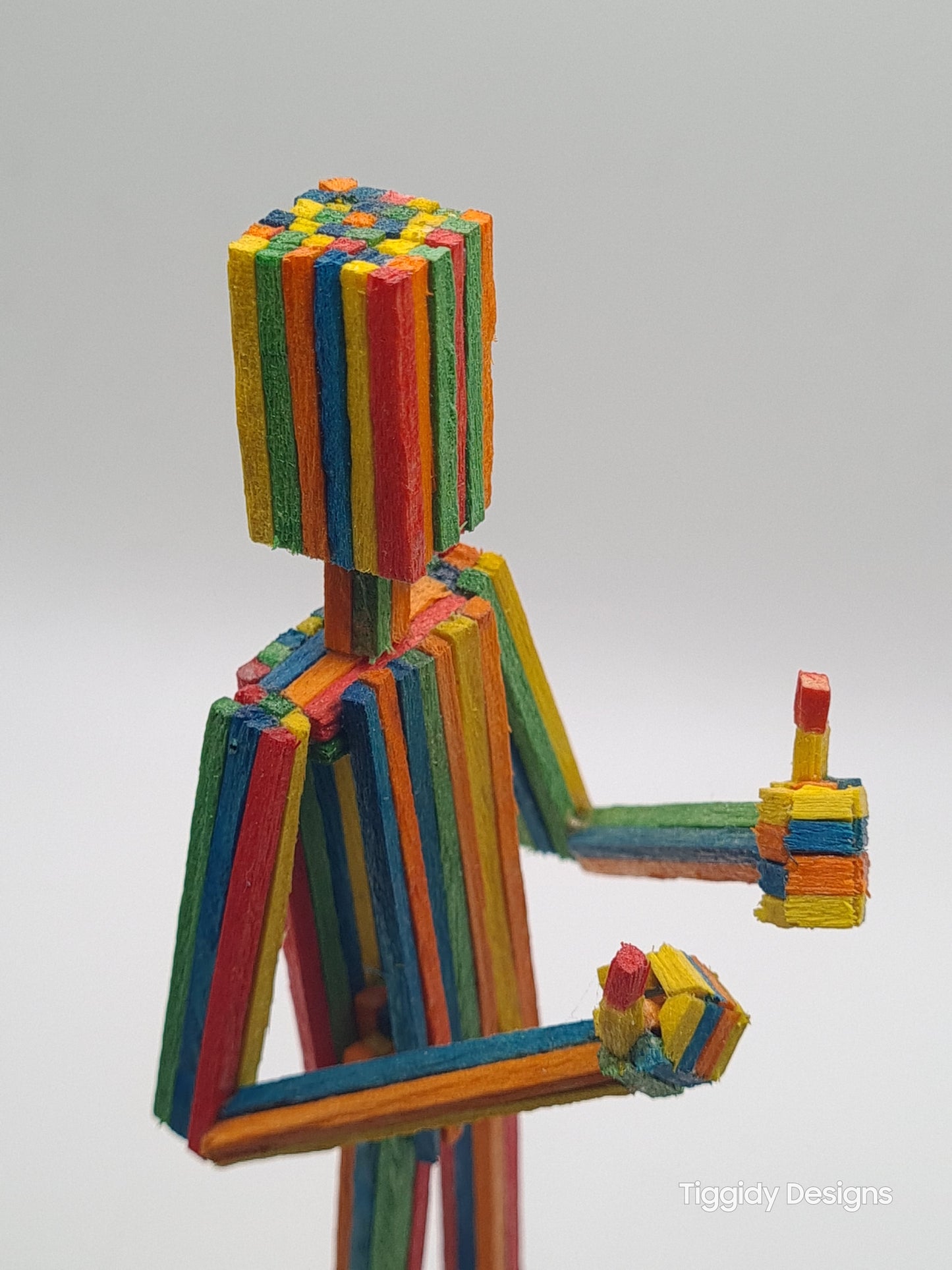 Rainbow Thumbs Up - Handcrafted Wooden Matchstick Figures - Gifts, Ornaments and Decor By Tiggidy Designs