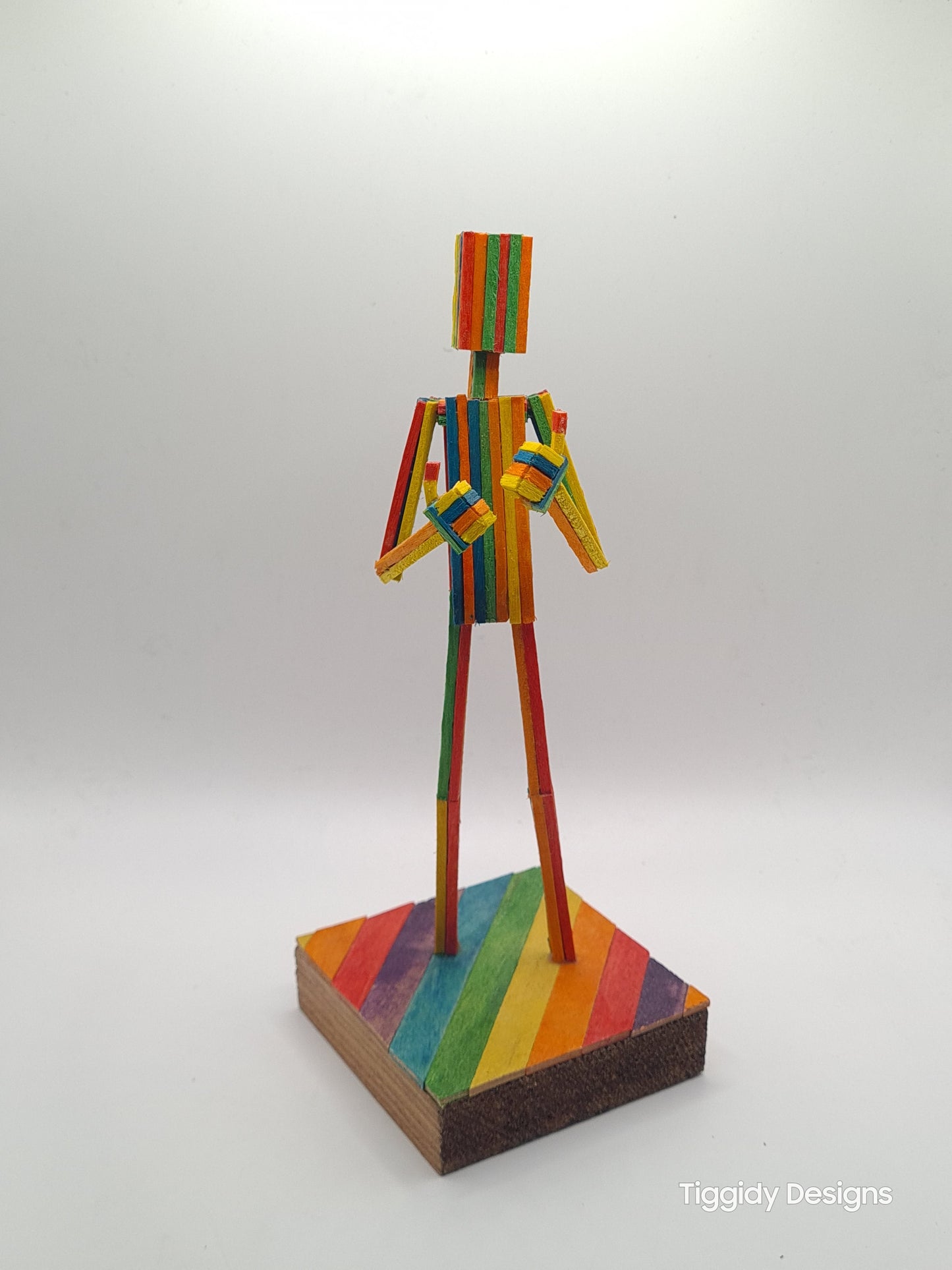 Rainbow Thumbs Up - Handcrafted Wooden Matchstick Figures - Gifts, Ornaments and Decor By Tiggidy Designs