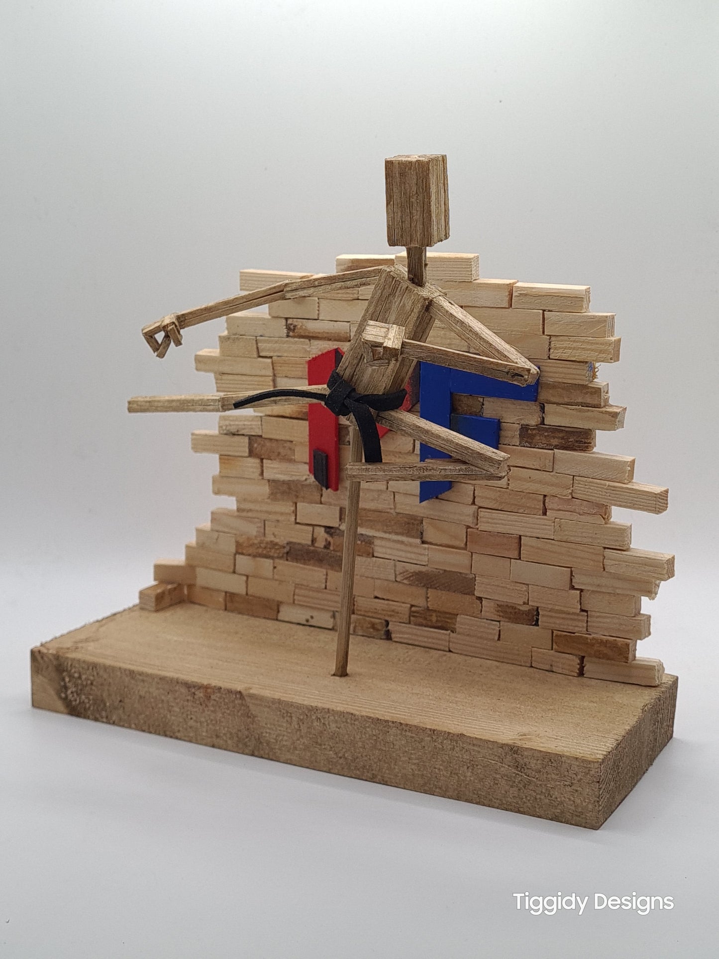 Flying Kick - Handcrafted Wooden Matchstick Figures - Gifts, Ornaments and Decor By Tiggidy Designs