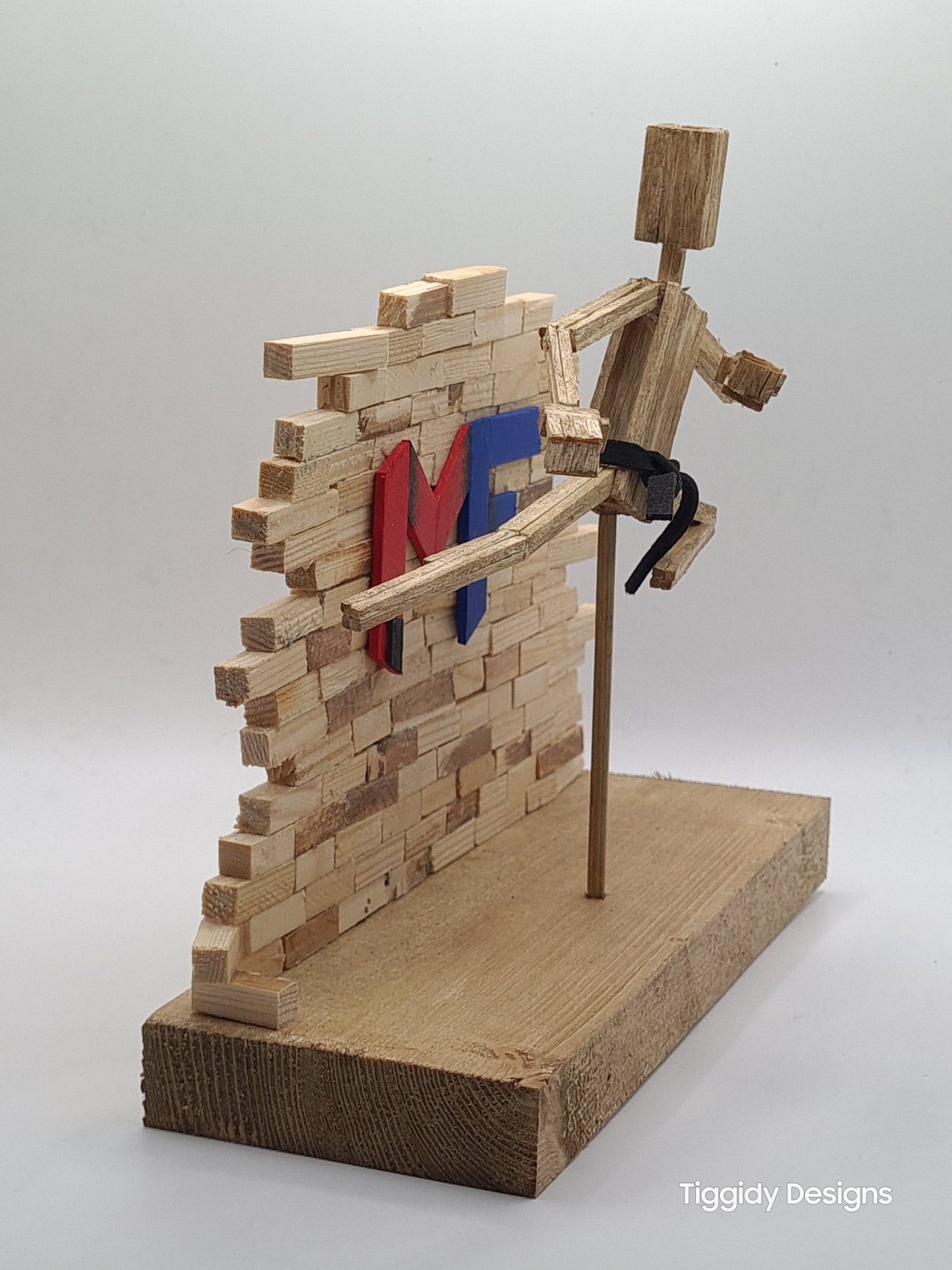 Flying Kick - Handcrafted Wooden Matchstick Figures - Gifts, Ornaments and Decor By Tiggidy Designs