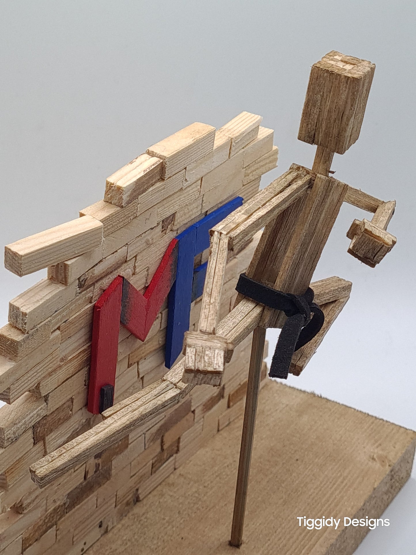 Flying Kick - Handcrafted Wooden Matchstick Figures - Gifts, Ornaments and Decor By Tiggidy Designs