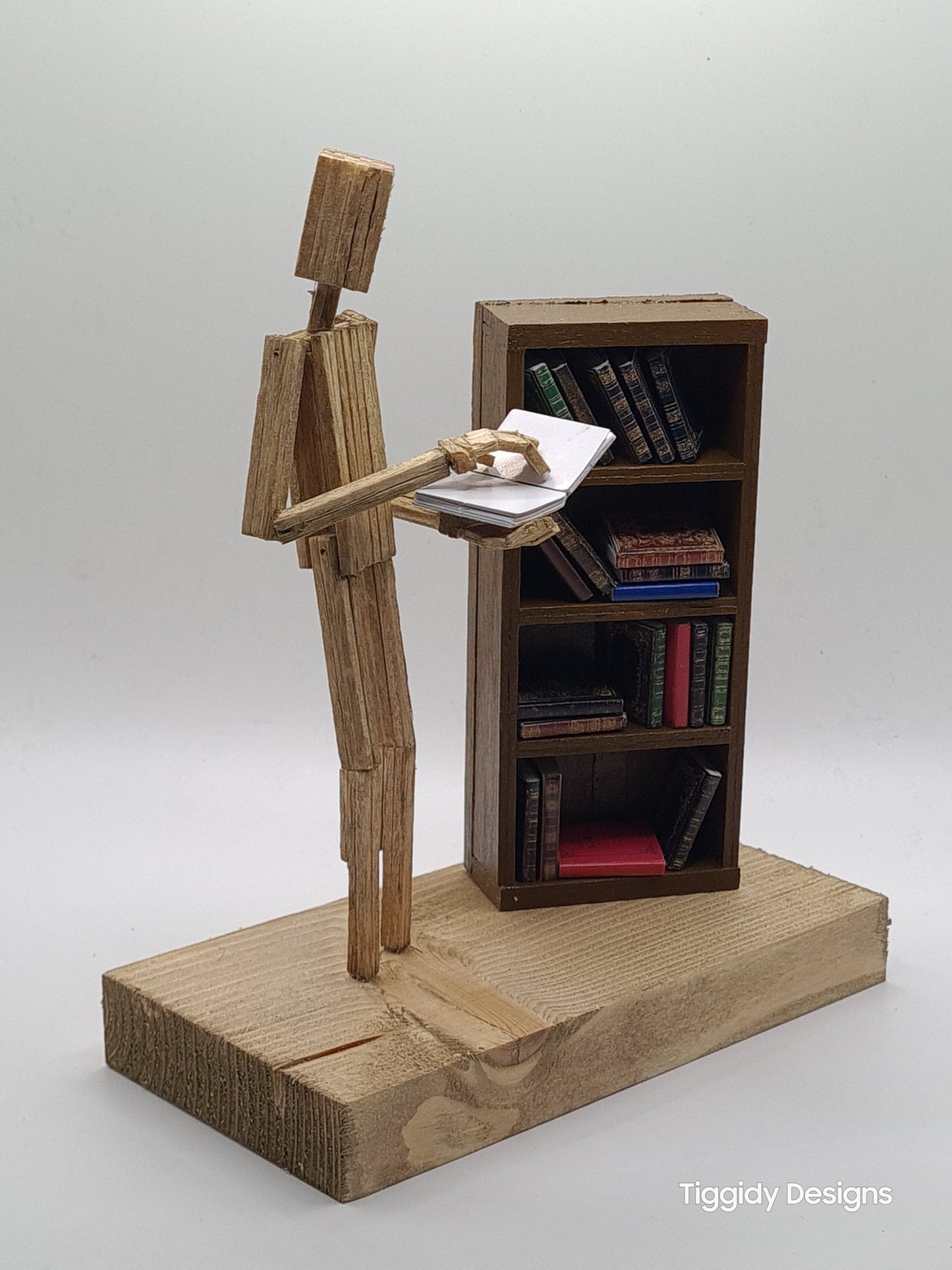 Book Lover - Handcrafted Wooden Matchstick Figures - Gifts, Ornaments and Decor By Tiggidy Designs