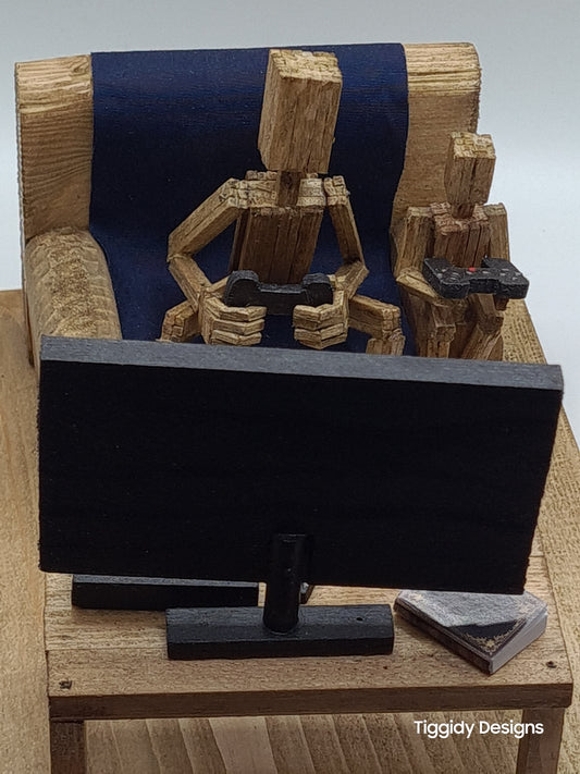 Gamer Dad - Handcrafted Wooden Matchstick Figures - Gifts, Ornaments and Decor By Tiggidy Designs