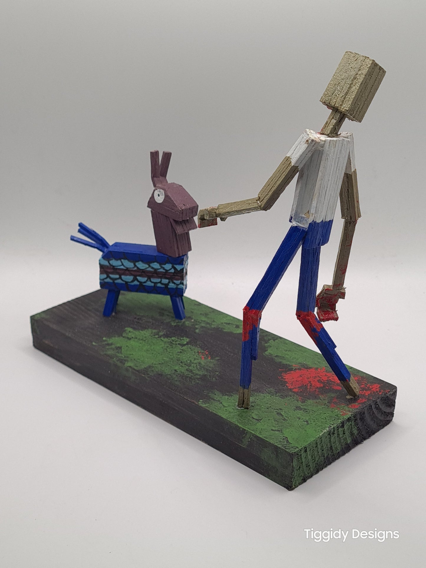 Zombie Vs Loot Llama One- Handcrafted Wooden Matchstick Figures - Gifts, Ornaments and Decor By Tiggidy Designs