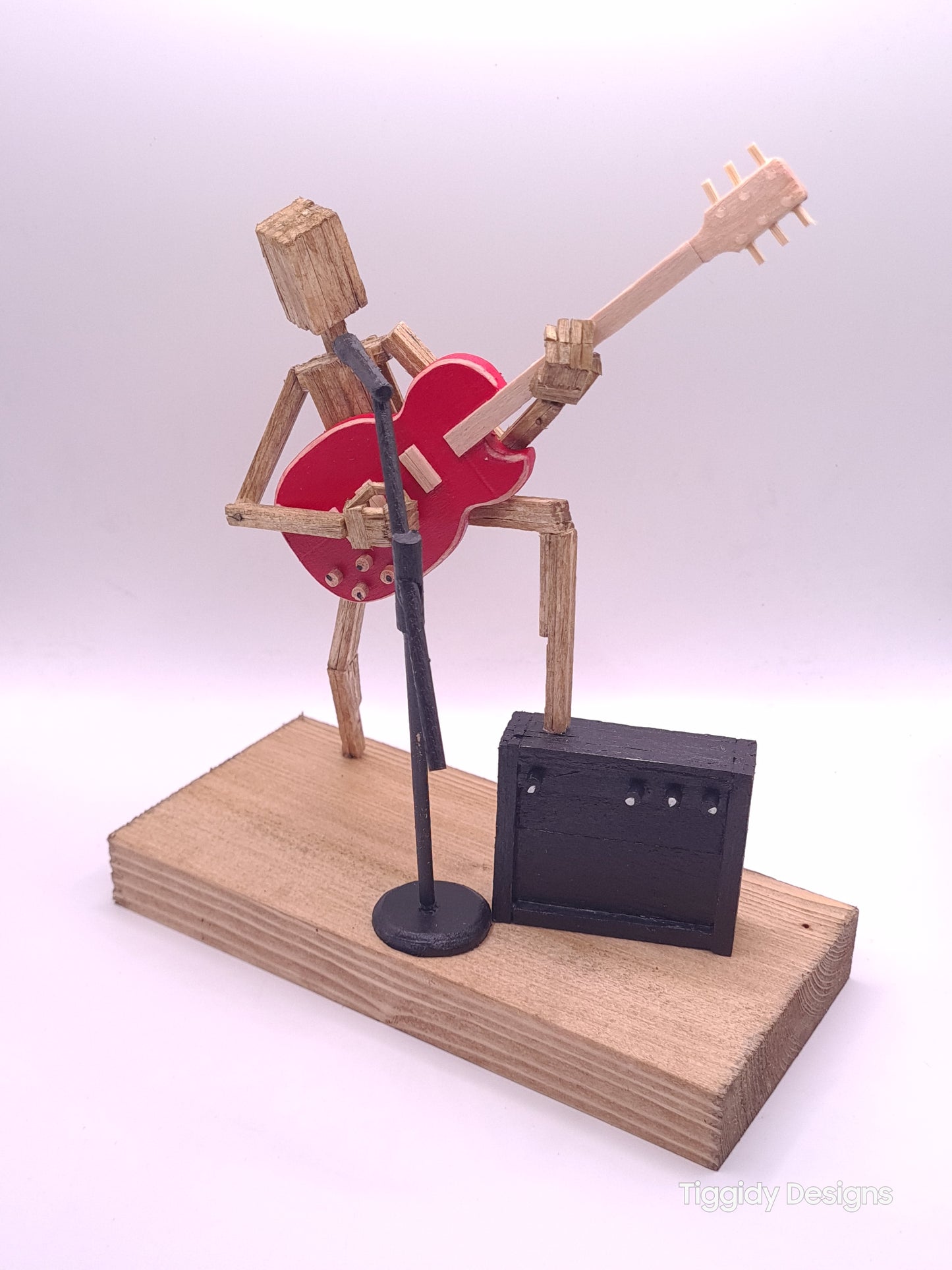Raise Ya Leg For Rock On The Mic - Handcrafted Wooden Matchstick Figures - Gifts, Ornaments and Decor By Tiggidy Designs
