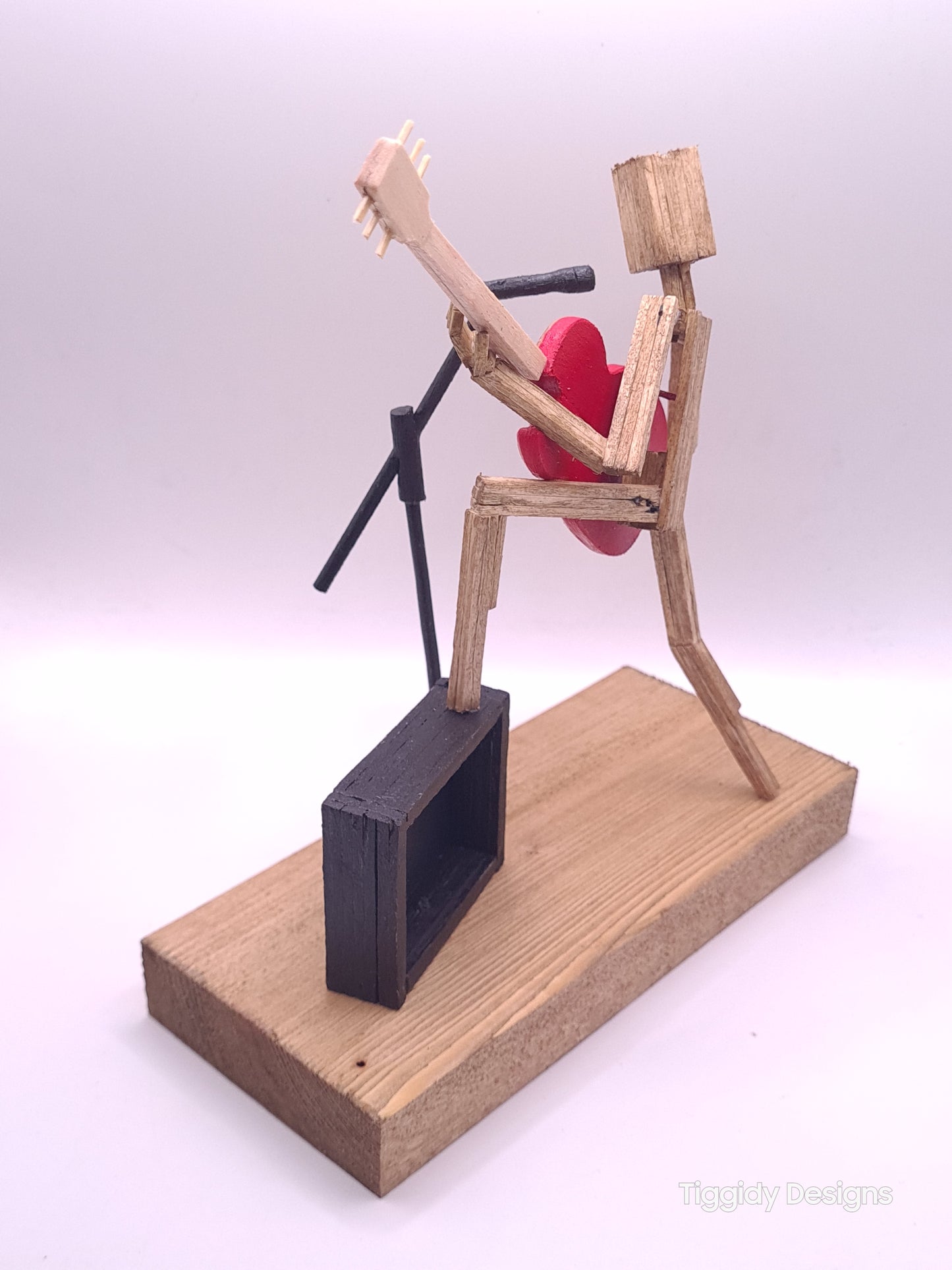 Raise Ya Leg For Rock On The Mic - Handcrafted Wooden Matchstick Figures - Gifts, Ornaments and Decor By Tiggidy Designs