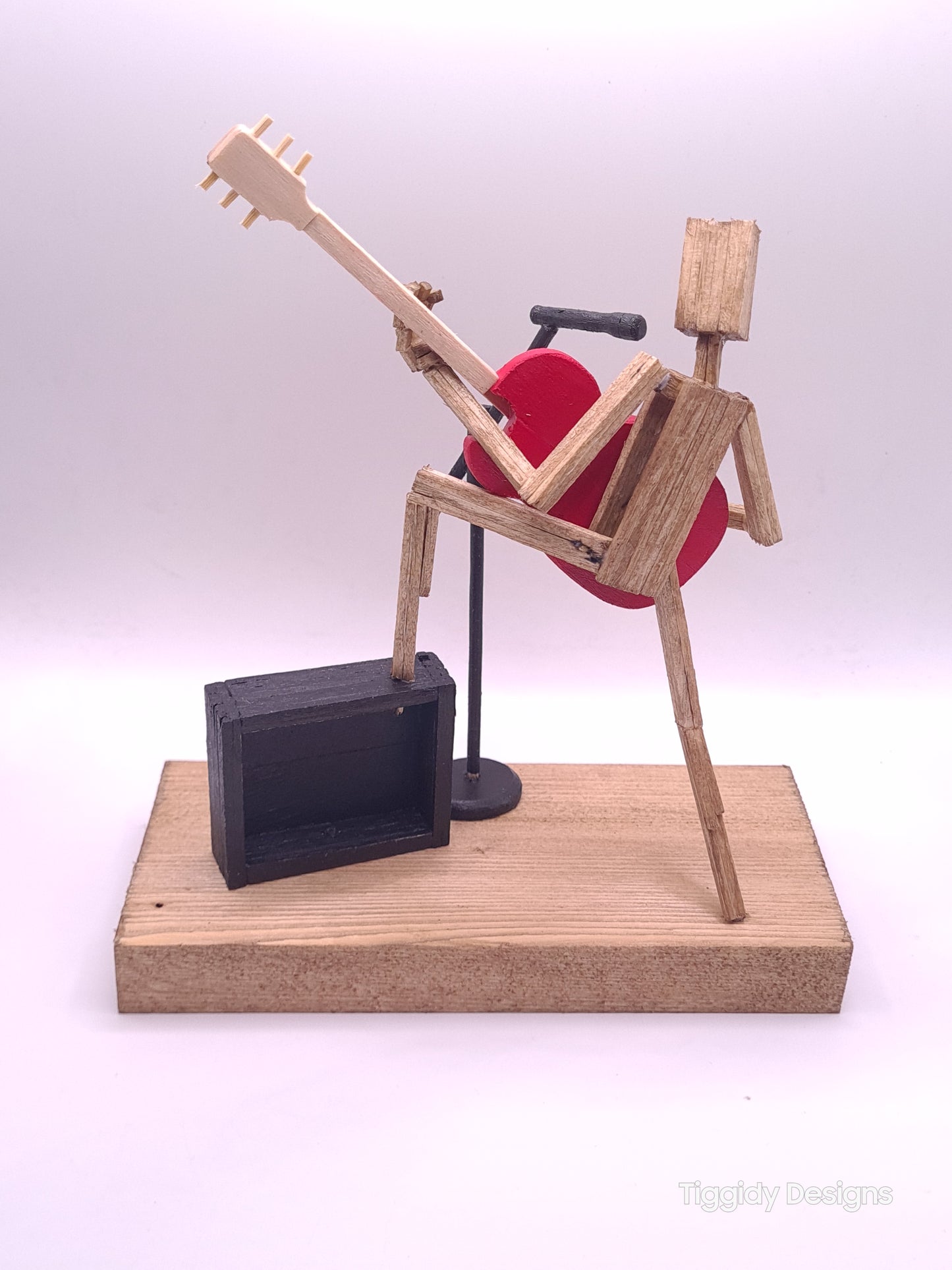 Raise Ya Leg For Rock On The Mic - Handcrafted Wooden Matchstick Figures - Gifts, Ornaments and Decor By Tiggidy Designs