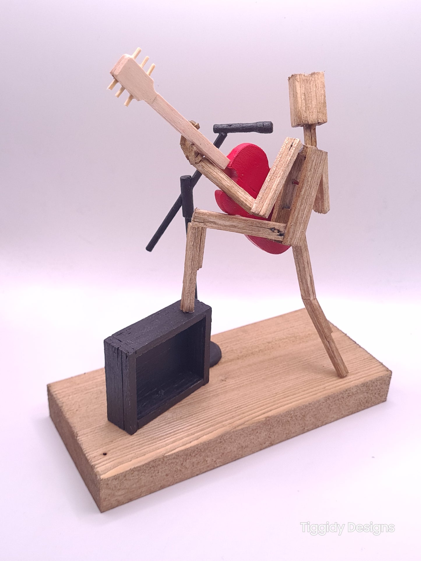 Raise Ya Leg For Rock On The Mic - Handcrafted Wooden Matchstick Figures - Gifts, Ornaments and Decor By Tiggidy Designs