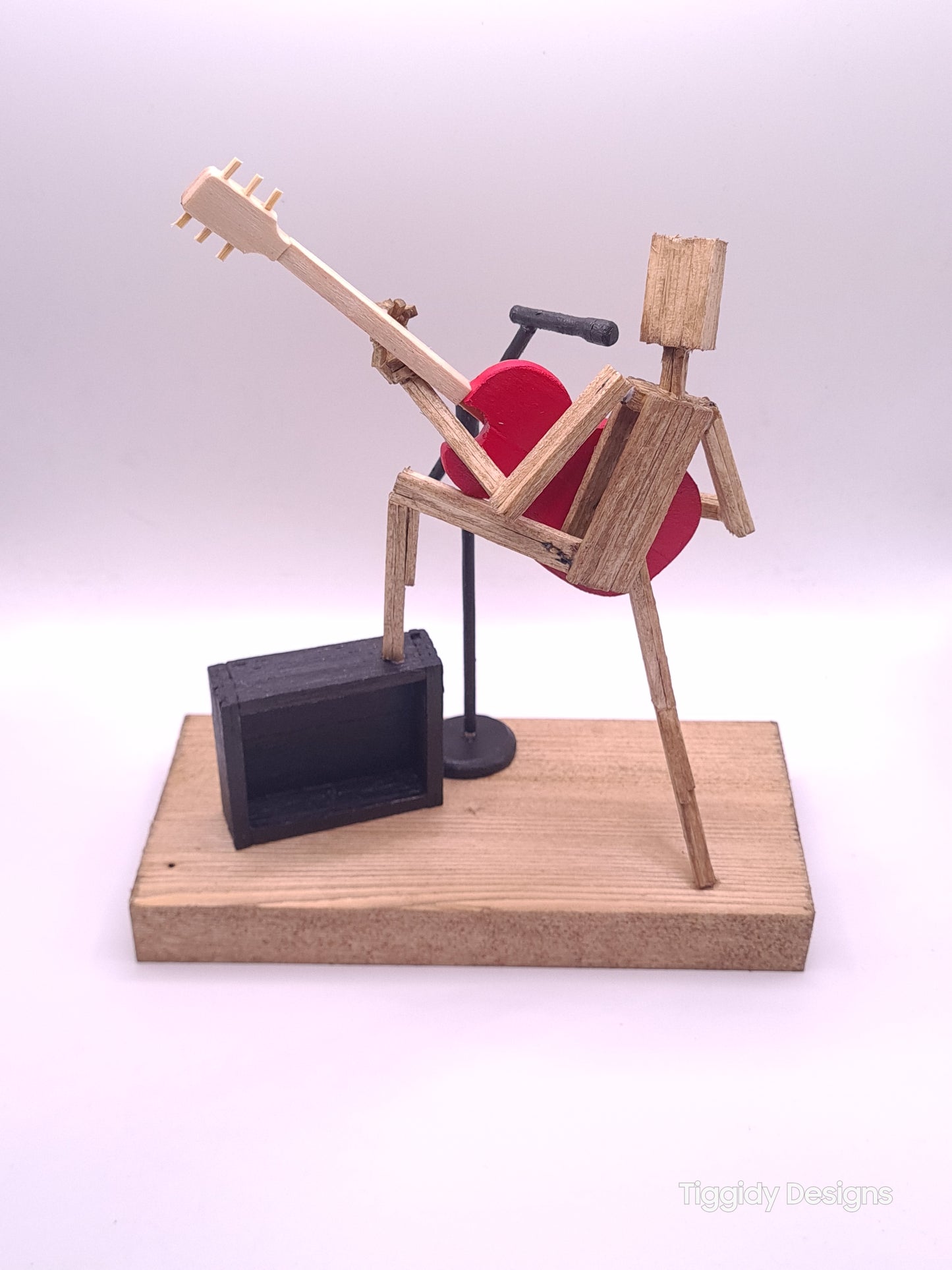 Raise Ya Leg For Rock On The Mic - Handcrafted Wooden Matchstick Figures - Gifts, Ornaments and Decor By Tiggidy Designs