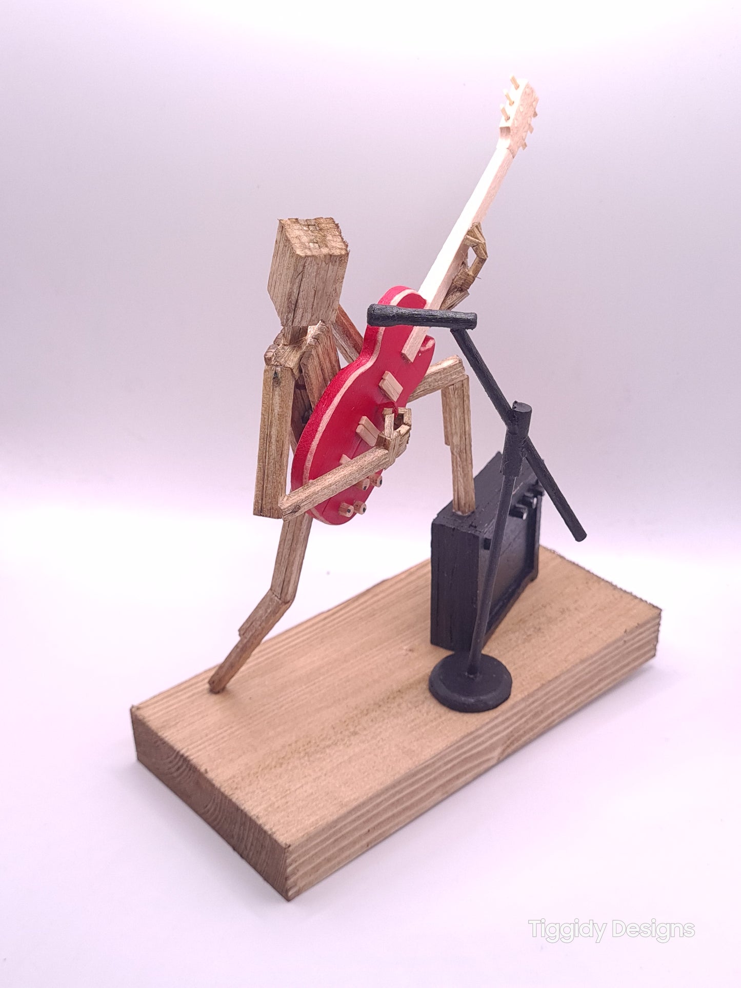 Raise Ya Leg For Rock On The Mic - Handcrafted Wooden Matchstick Figures - Gifts, Ornaments and Decor By Tiggidy Designs