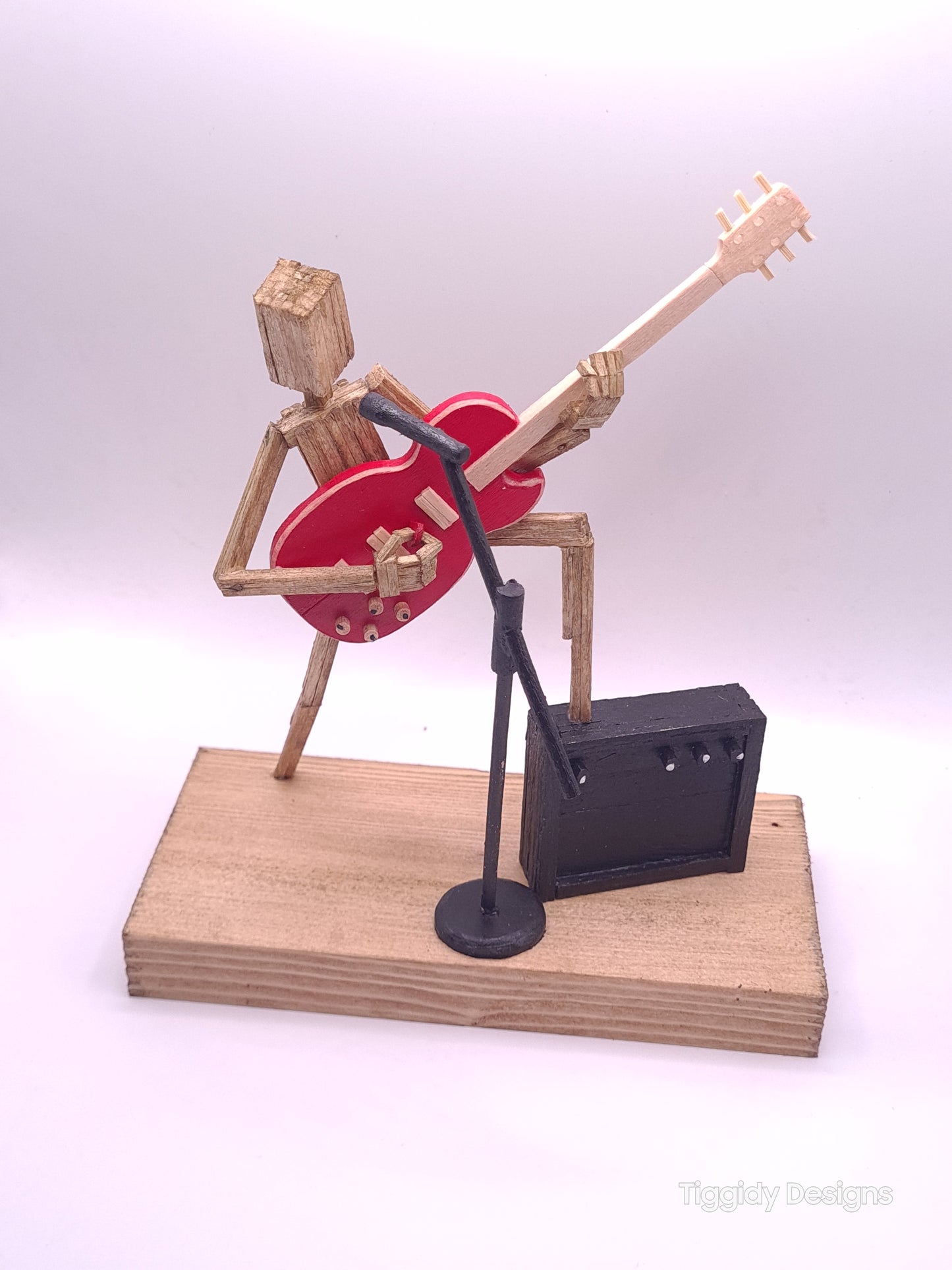 Raise Ya Leg For Rock On The Mic - Handcrafted Wooden Matchstick Figures - Gifts, Ornaments and Decor By Tiggidy Designs