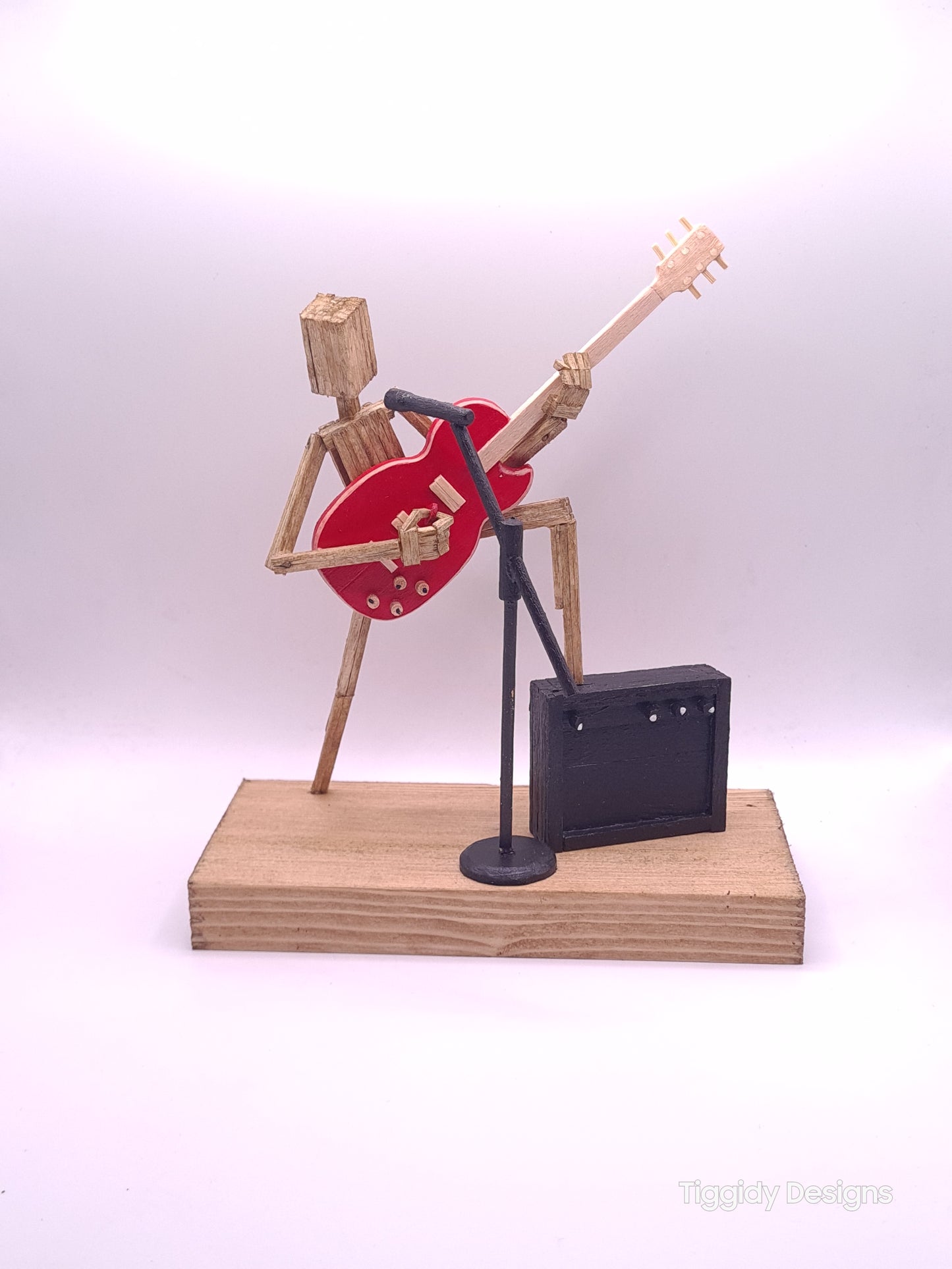 Raise Ya Leg For Rock On The Mic - Handcrafted Wooden Matchstick Figures - Gifts, Ornaments and Decor By Tiggidy Designs