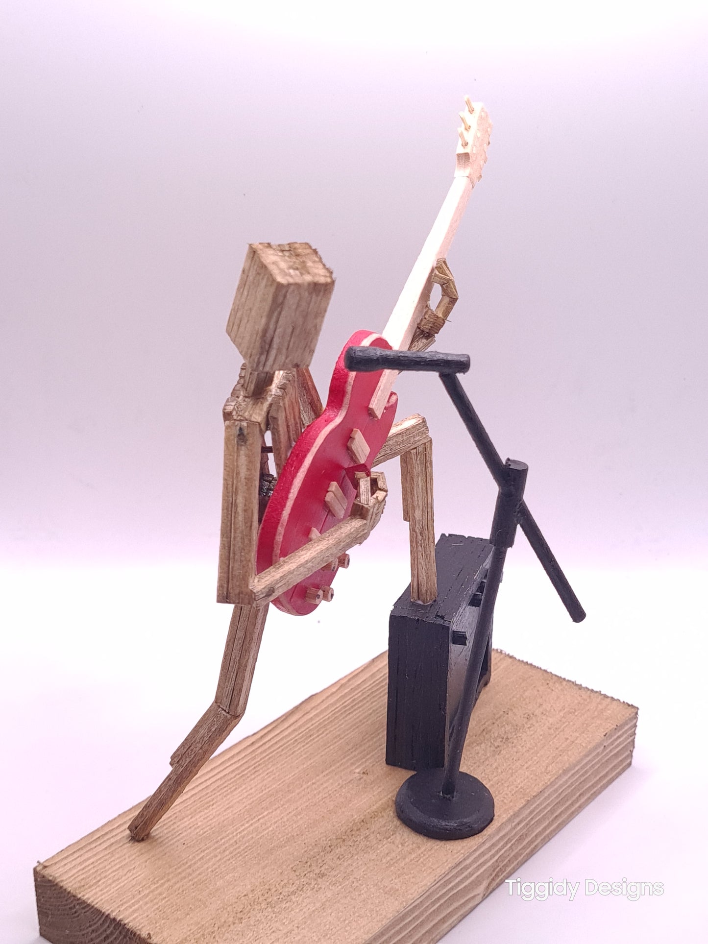 Raise Ya Leg For Rock On The Mic - Handcrafted Wooden Matchstick Figures - Gifts, Ornaments and Decor By Tiggidy Designs