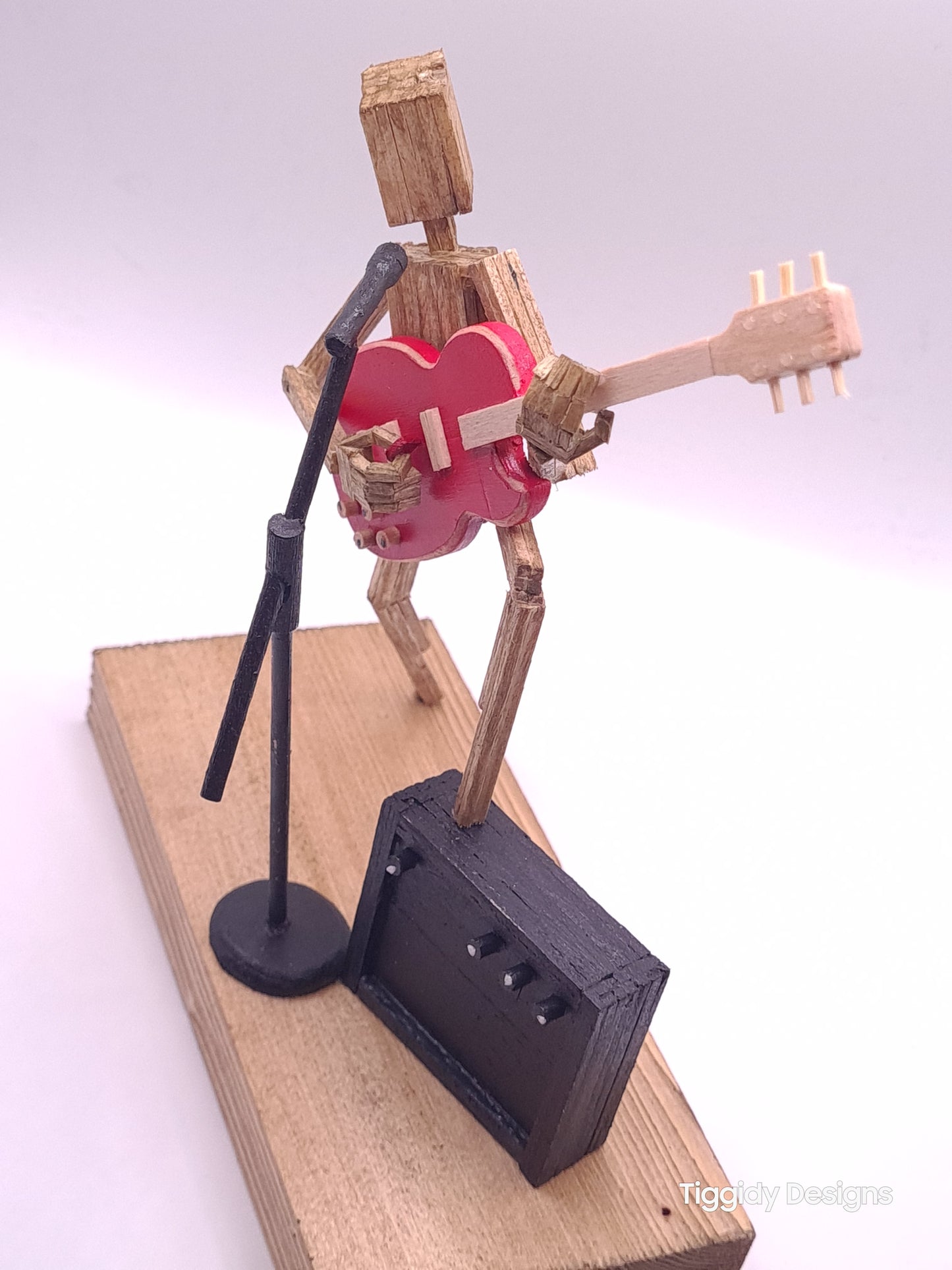 Raise Ya Leg For Rock On The Mic - Handcrafted Wooden Matchstick Figures - Gifts, Ornaments and Decor By Tiggidy Designs
