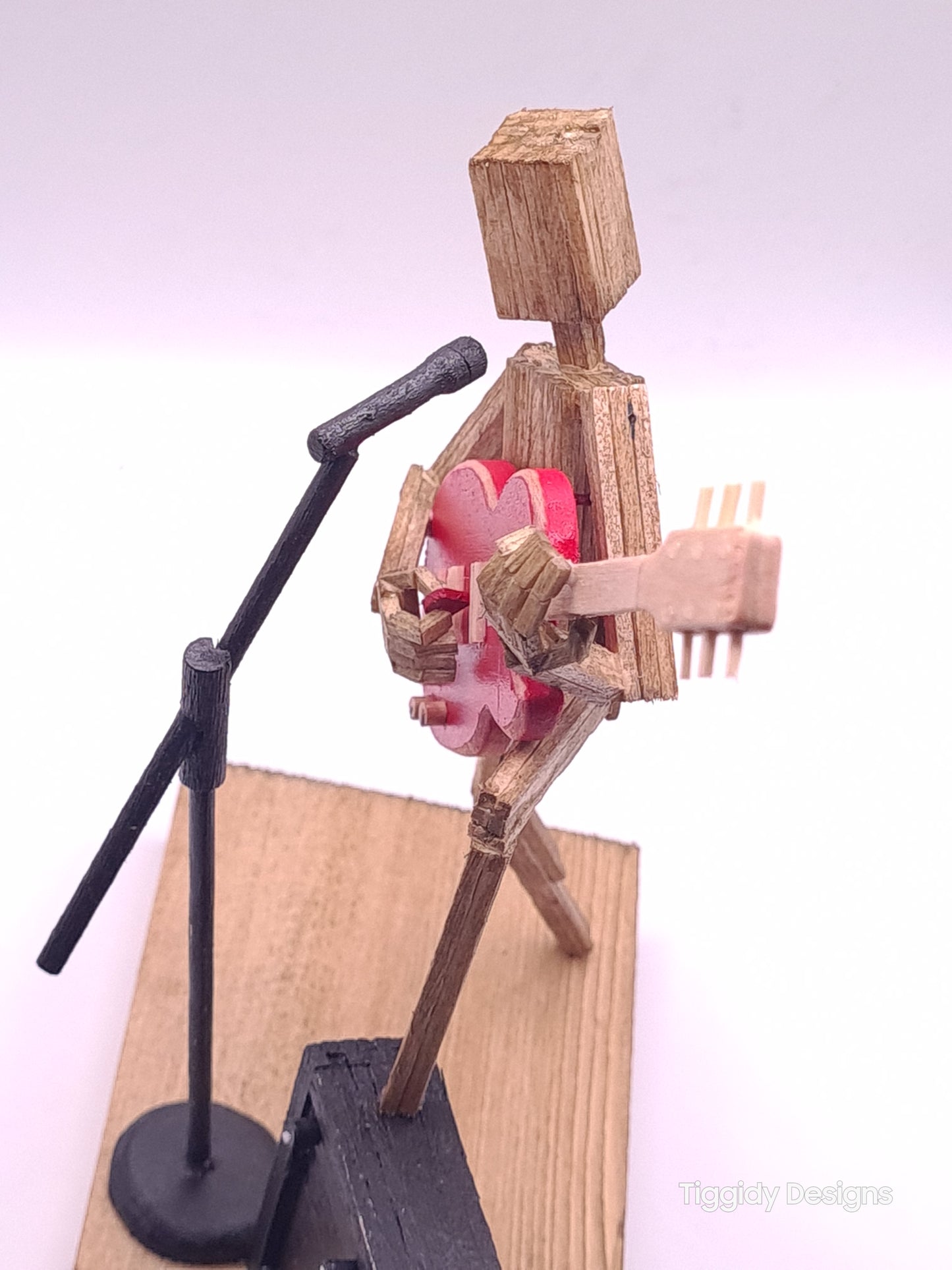 Raise Ya Leg For Rock On The Mic - Handcrafted Wooden Matchstick Figures - Gifts, Ornaments and Decor By Tiggidy Designs