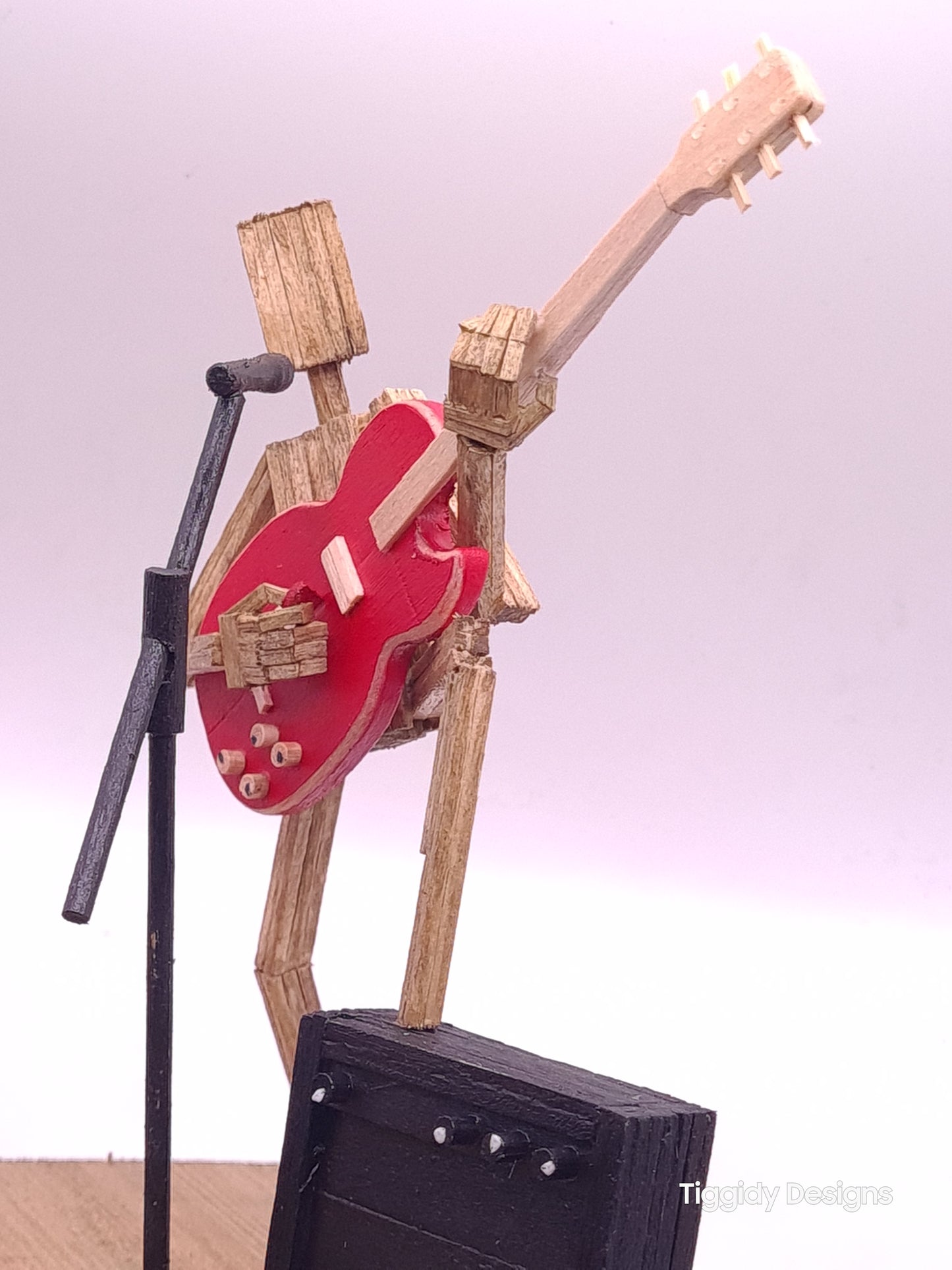 Raise Ya Leg For Rock On The Mic - Handcrafted Wooden Matchstick Figures - Gifts, Ornaments and Decor By Tiggidy Designs