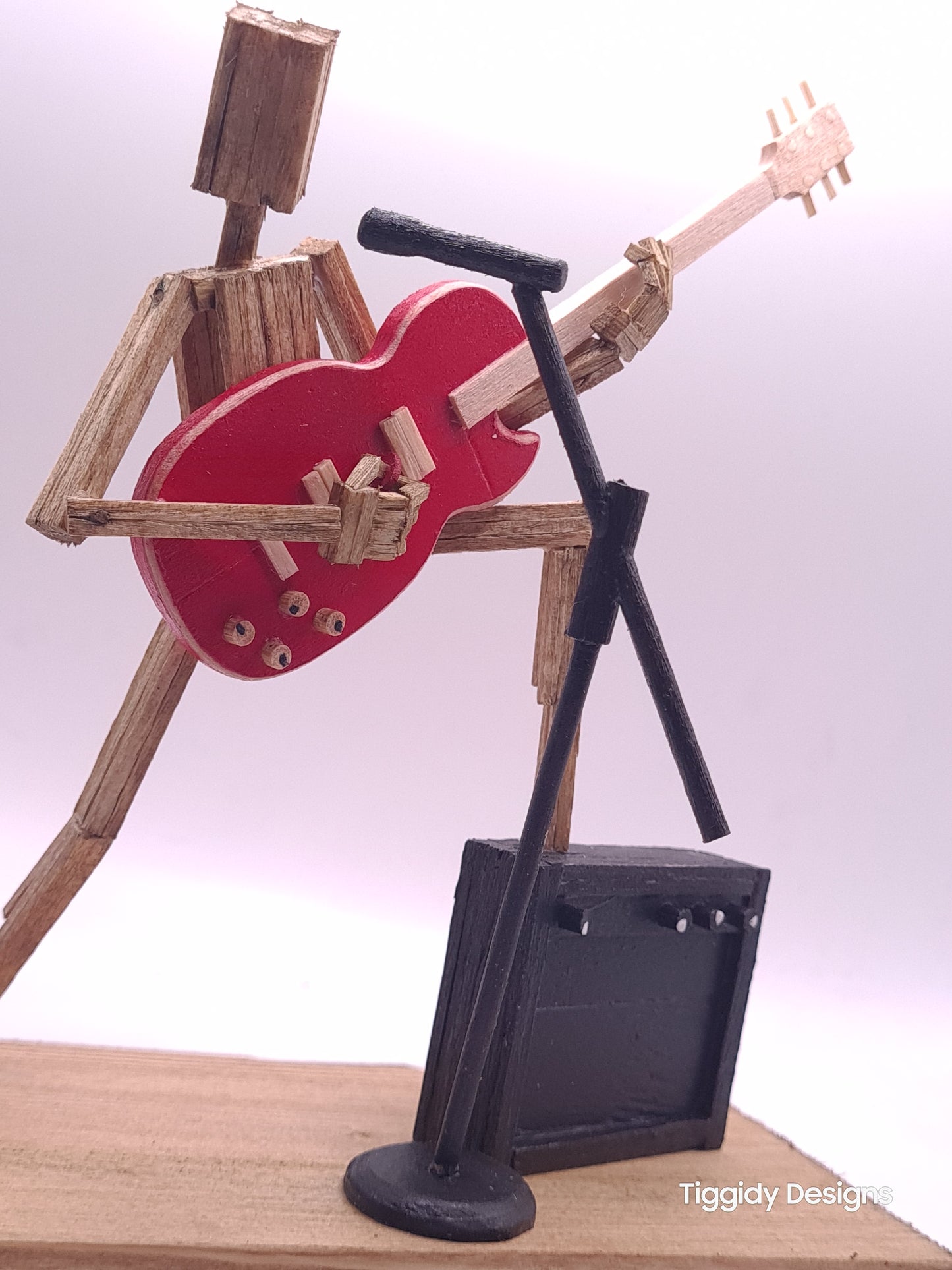 Raise Ya Leg For Rock On The Mic - Handcrafted Wooden Matchstick Figures - Gifts, Ornaments and Decor By Tiggidy Designs