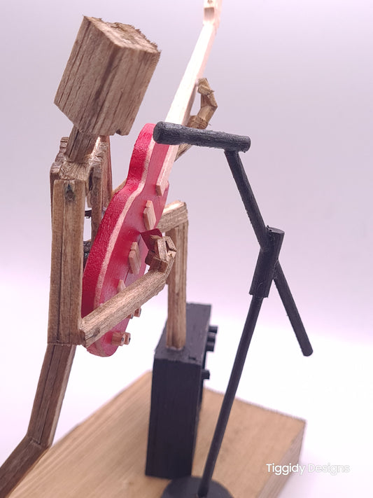 Raise Ya Leg For Rock On The Mic - Handcrafted Wooden Matchstick Figures - Gifts, Ornaments and Decor By Tiggidy Designs
