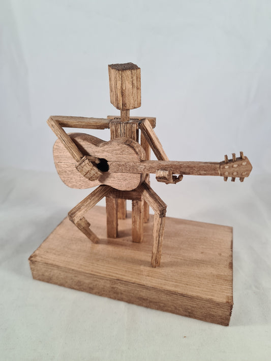 Sit down Guitar Jam Session - Handcrafted Wooden Matchstick Figures - Gifts, Ornaments and Decor By Tiggidy Designs