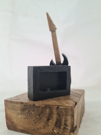 Palm Sized Rock and Roll - Black - Handcrafted Wooden Matchstick Figures - Gifts, Ornaments and Decor By Tiggidy Designs