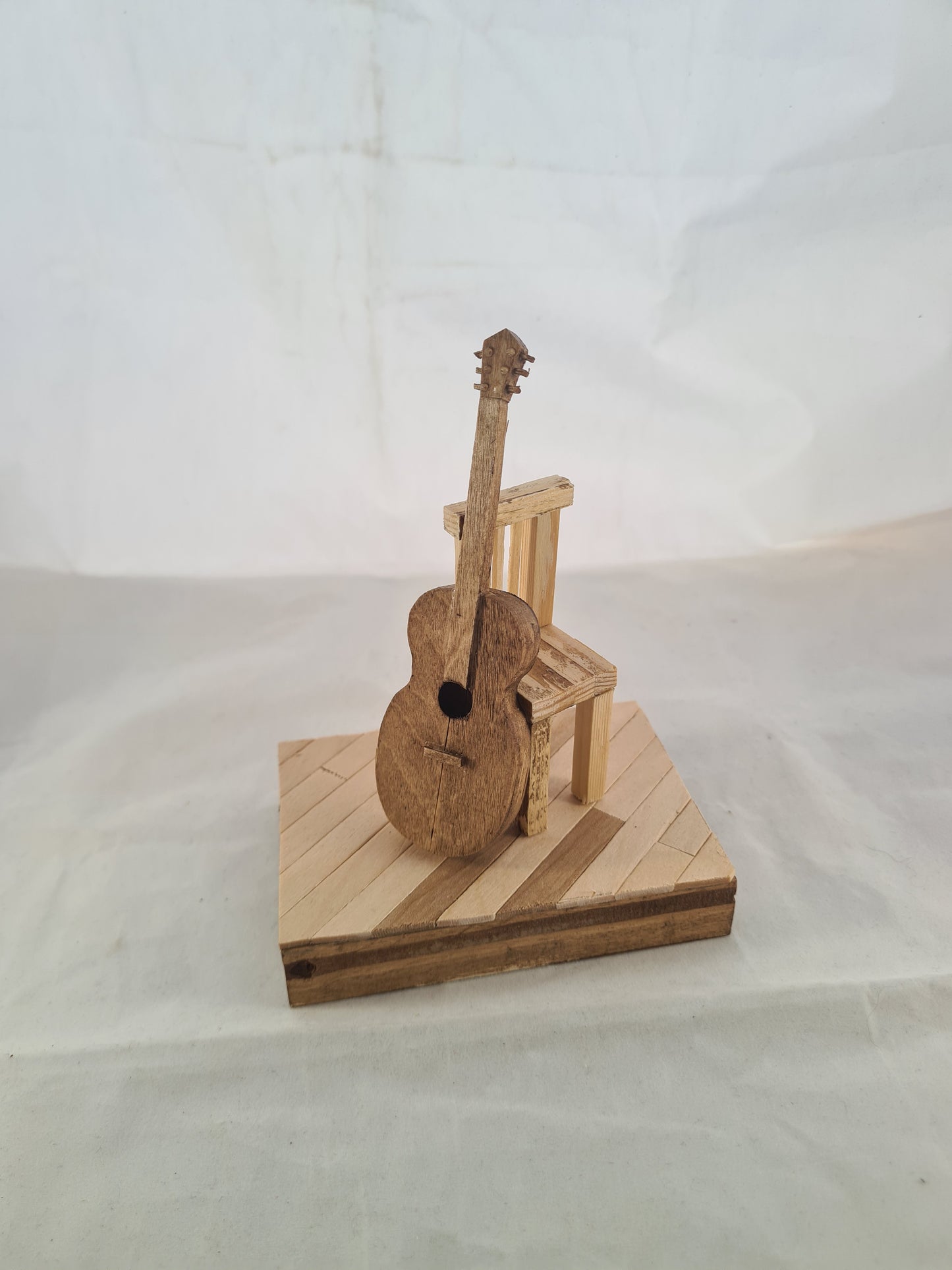 Seated Acoustic - Handcrafted Wooden Matchstick Figures - Gifts, Ornaments and Decor By Tiggidy Designs
