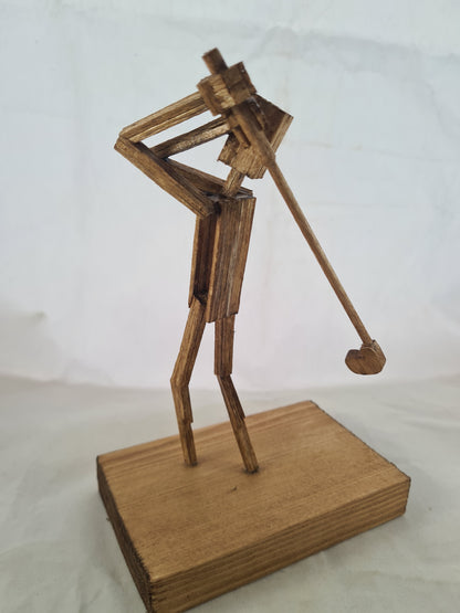 Golfer - Handcrafted Wooden Matchstick Figures - Gifts, Ornaments and Decor By Tiggidy Designs