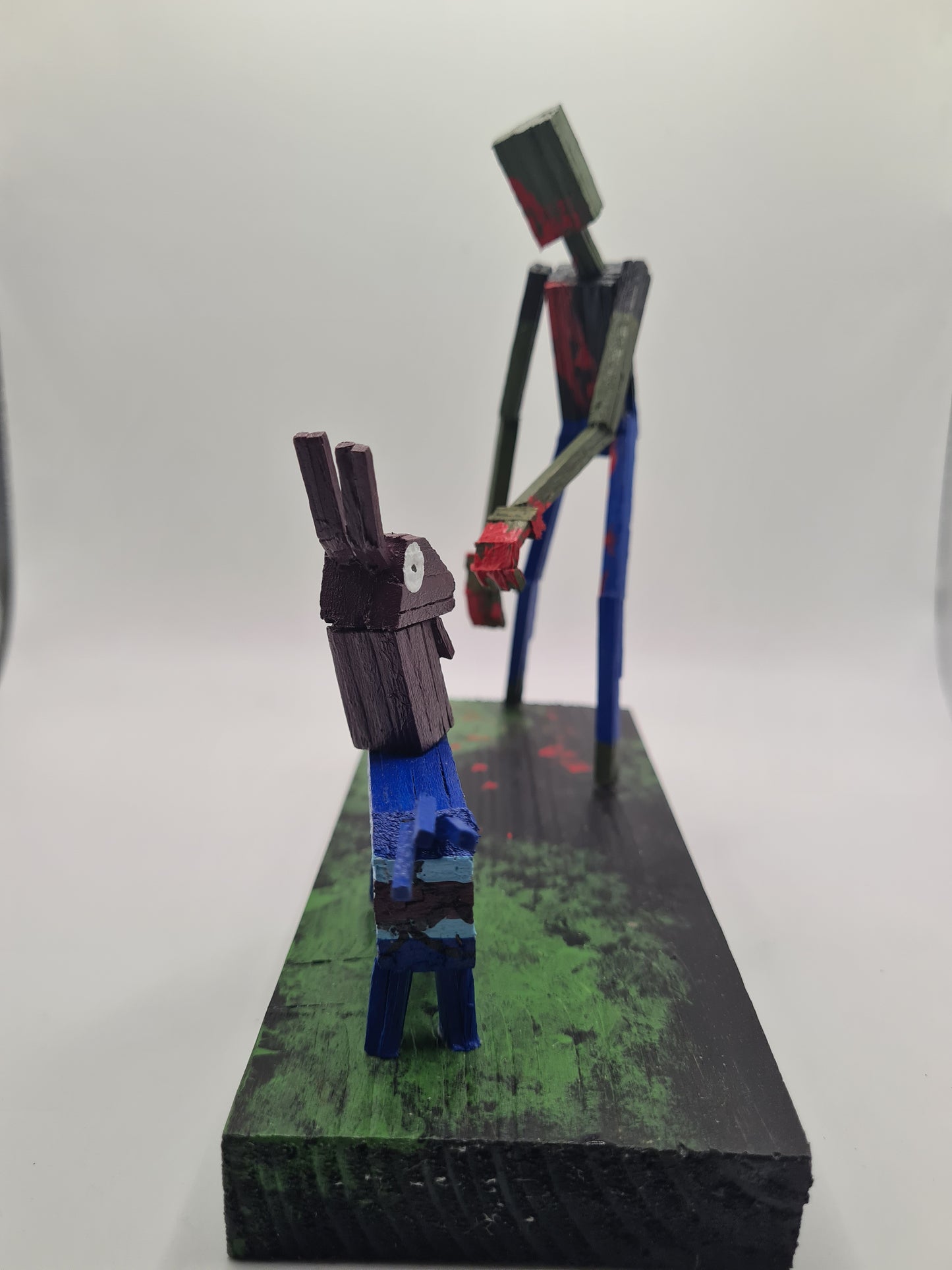 Zombie Vs Loot Llama Two -  Handcrafted Wooden Matchstick Figures - Gifts, Ornaments and Decor By Tiggidy Designs