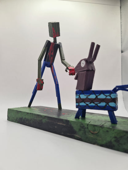 Zombie Vs Loot Llama Two -  Handcrafted Wooden Matchstick Figures - Gifts, Ornaments and Decor By Tiggidy Designs