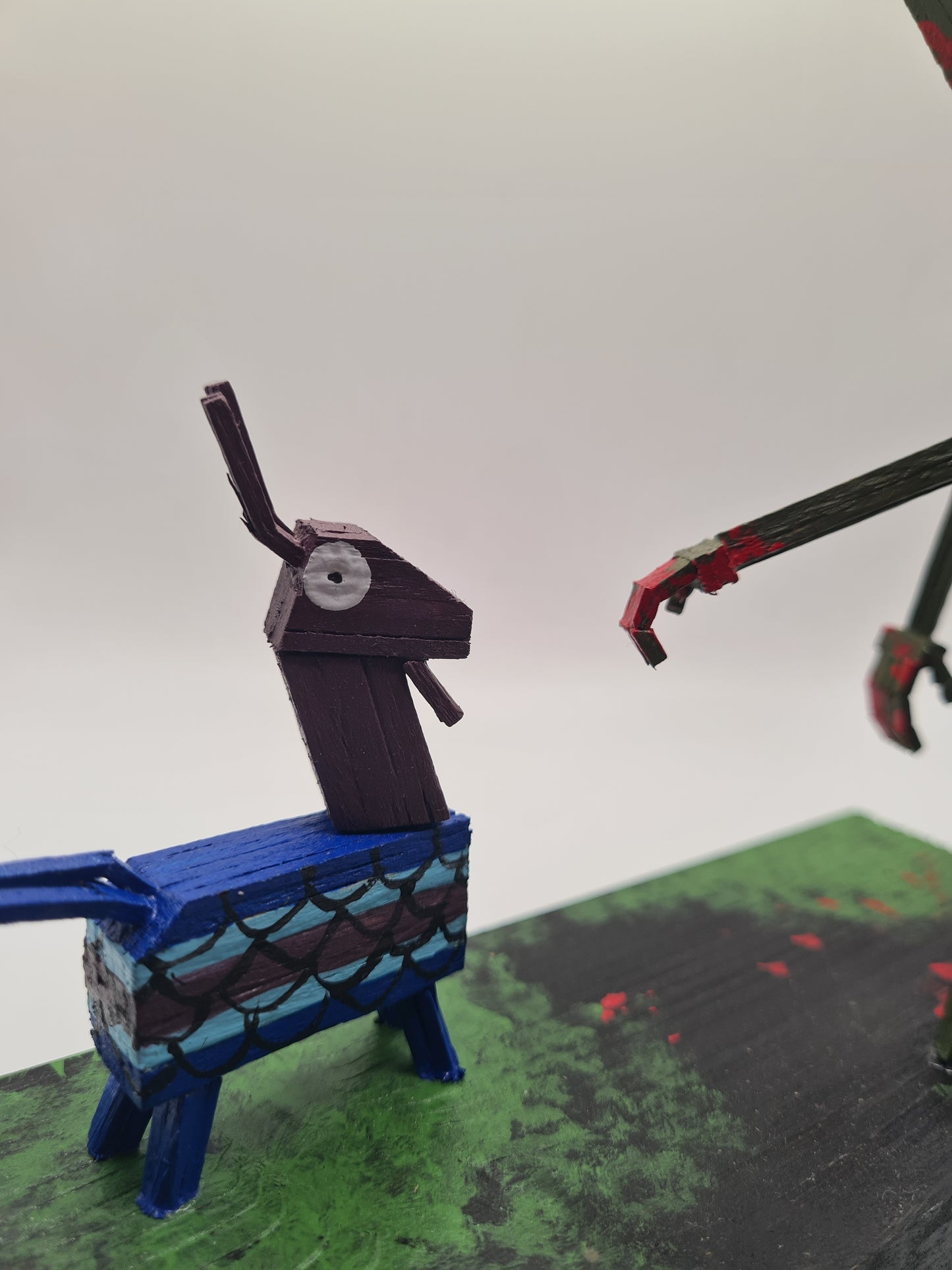 Zombie Vs Loot Llama Two -  Handcrafted Wooden Matchstick Figures - Gifts, Ornaments and Decor By Tiggidy Designs