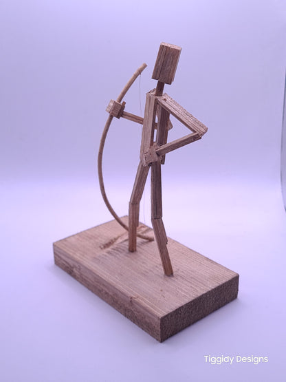 Archer  - Handcrafted Wooden Matchstick Figures - Gifts, Ornaments and Decor By Tiggidy Designs