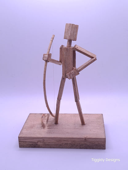 Archer  - Handcrafted Wooden Matchstick Figures - Gifts, Ornaments and Decor By Tiggidy Designs