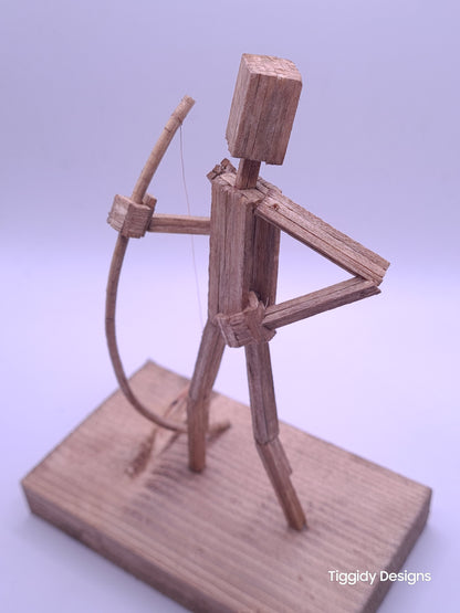 Archer  - Handcrafted Wooden Matchstick Figures - Gifts, Ornaments and Decor By Tiggidy Designs